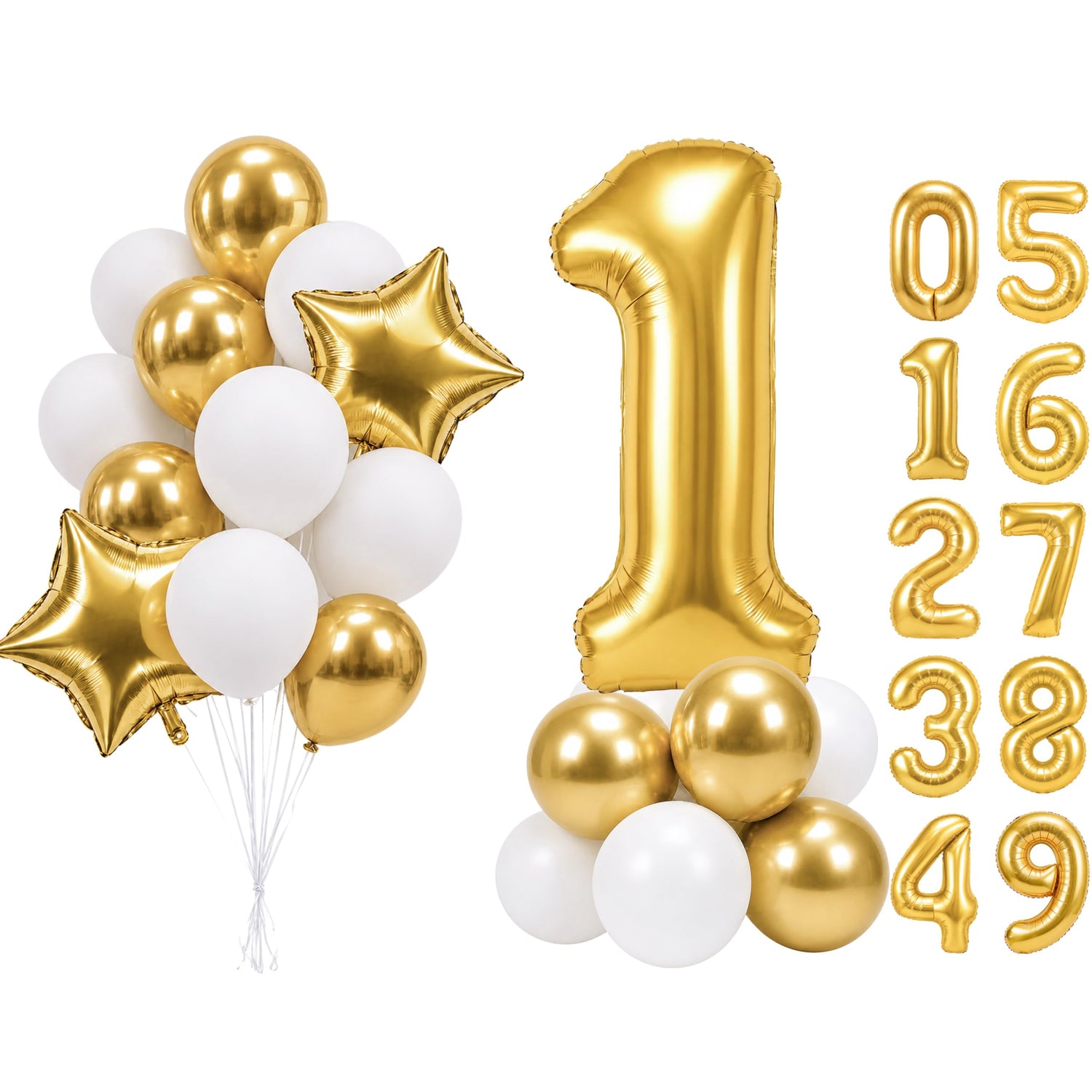 Gold-LG01 Number 1 Balloon Set 25pcs (40 inch)