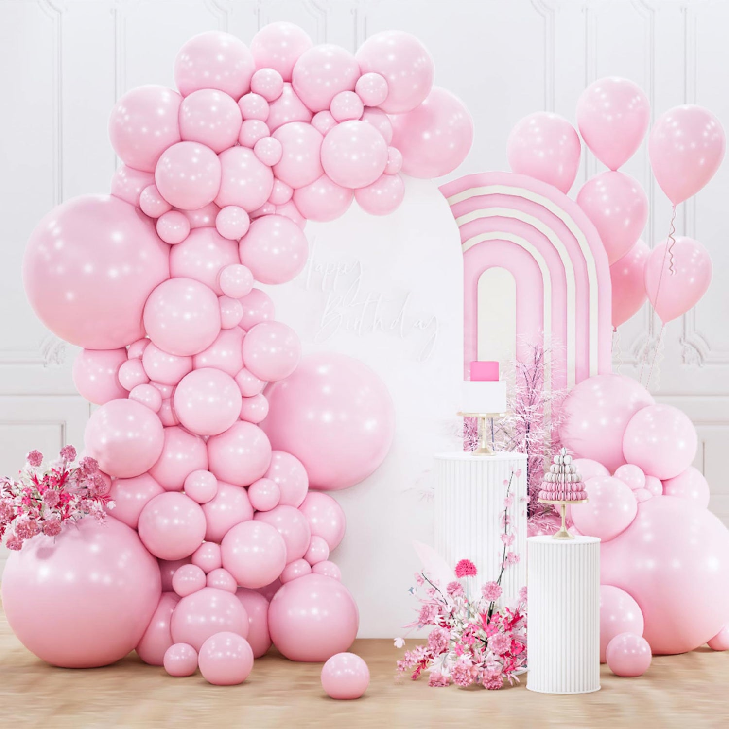 Pink-Y48 Balloons Arch Kit Garland 155pcs (5/10/12/18 inch)