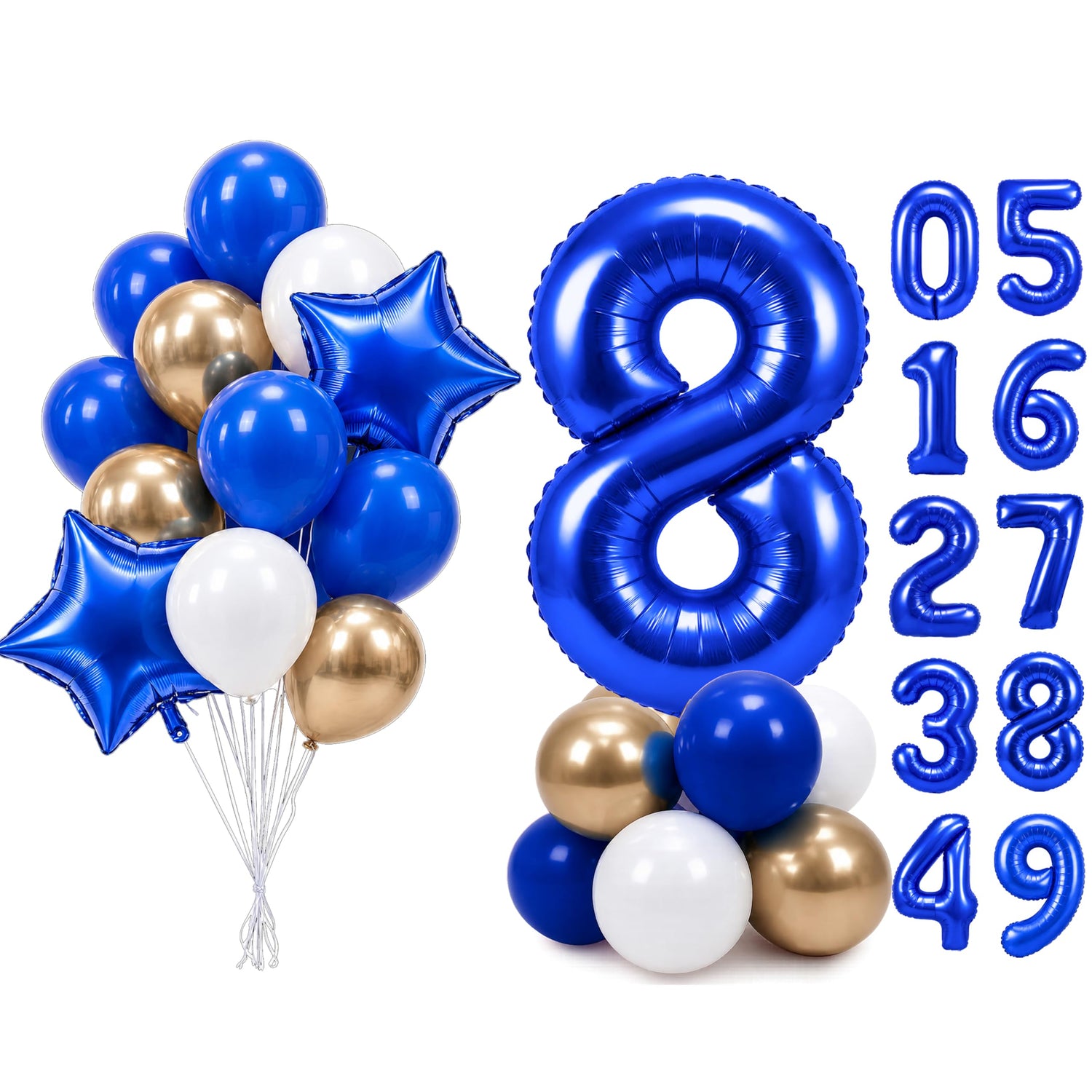 Dark Blue Number 8 Balloon Set 25pcs (40 inch)