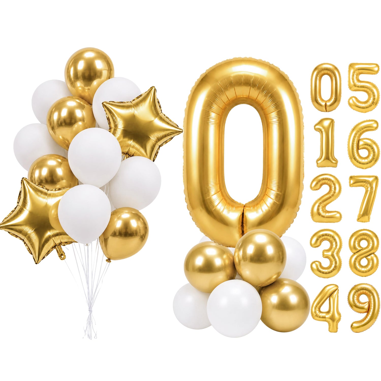 Gold-LG01 Number 0 Balloon Set 25pcs (40 inch)