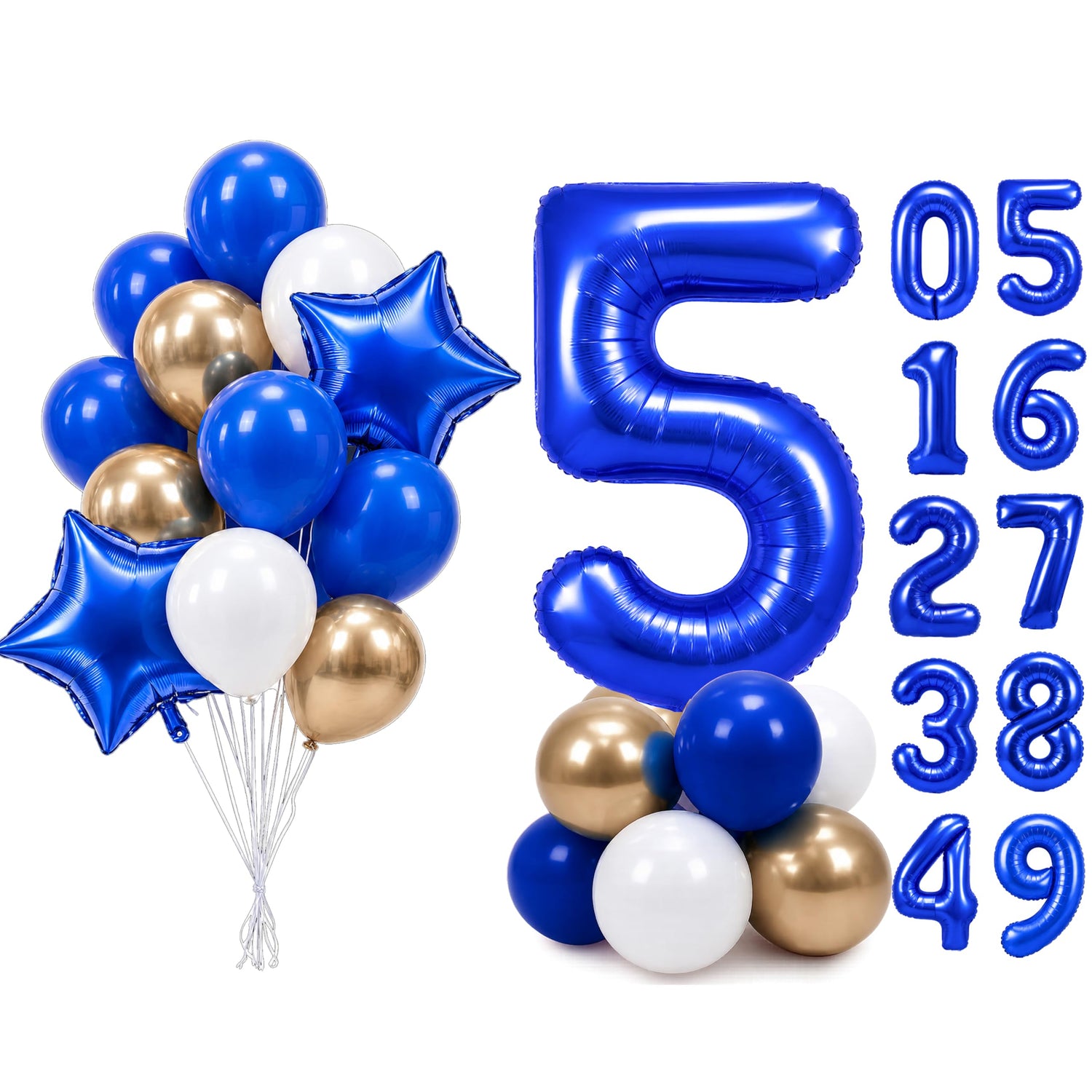 Dark Blue Number 5 Balloon Set 25pcs (40 inch)