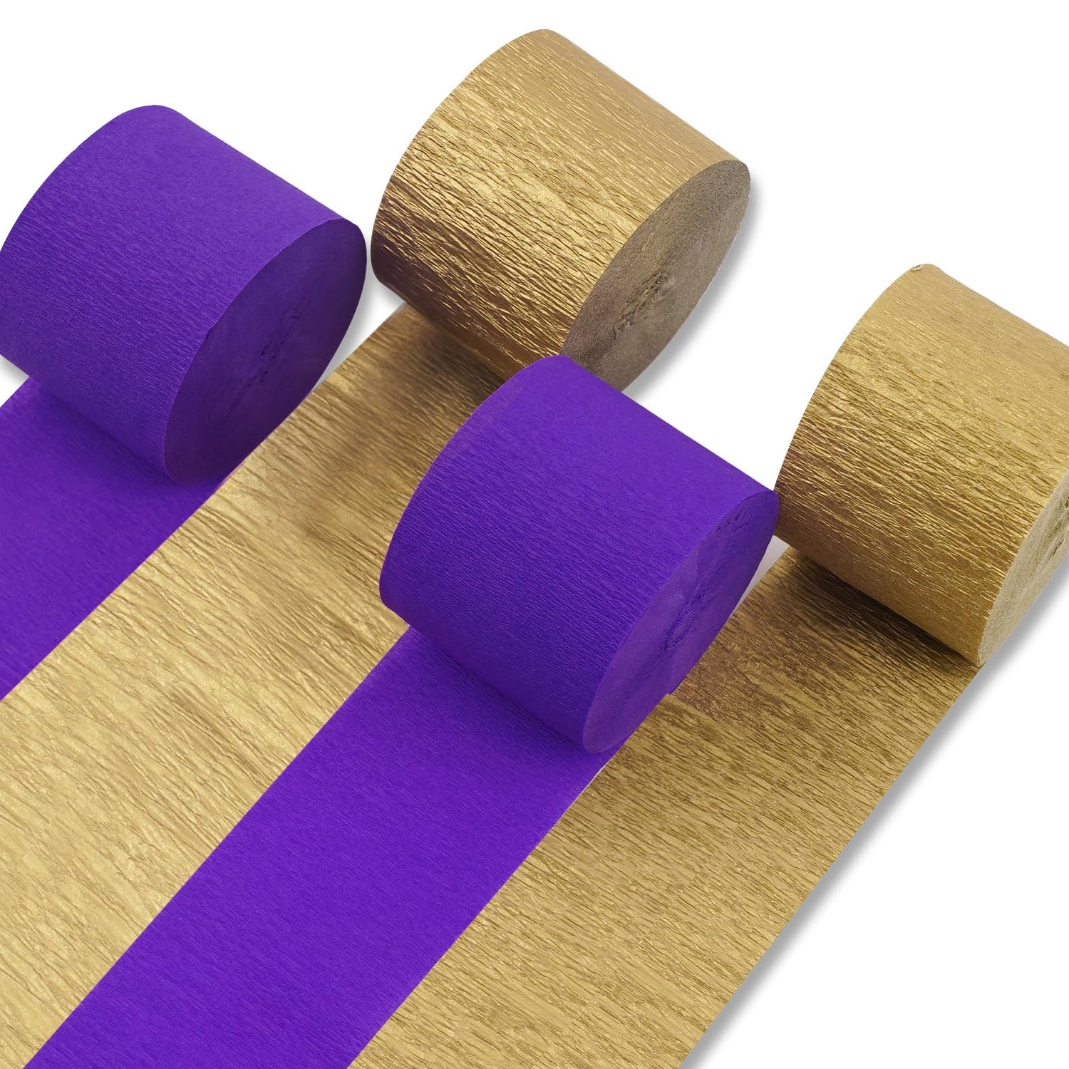 Gold & Purple Crepe Paper 4pcs