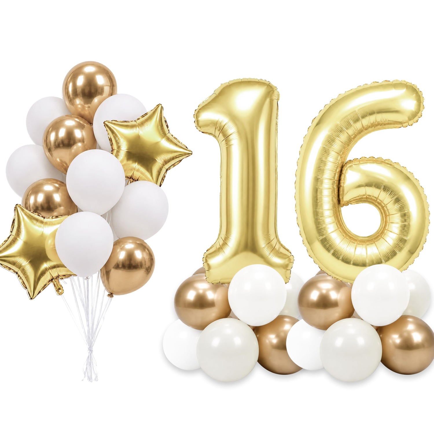Light Gold Number 16 Balloon Set 33pcs (40 inch)