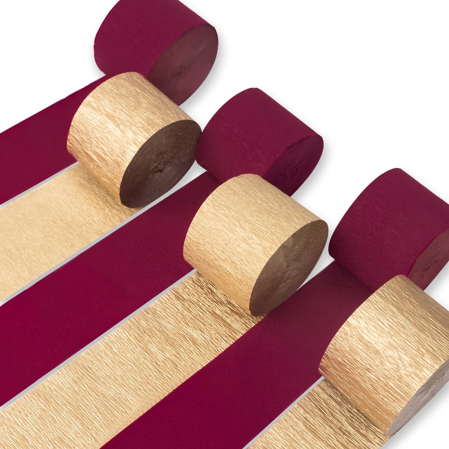 Burgundy & Gold Crepe Paper 6pcs