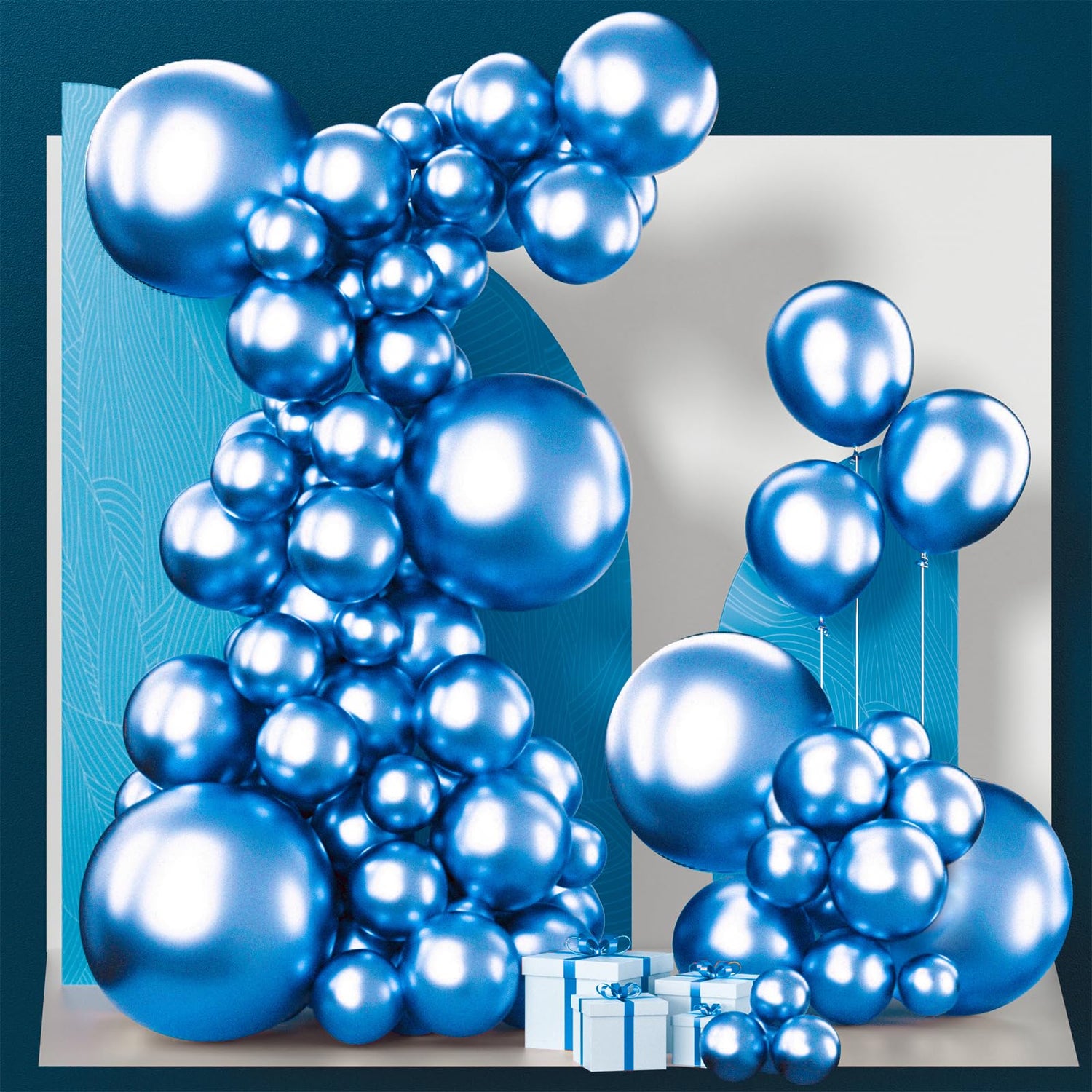 Blue-G106 Metallic Balloons Arch Kit Garland 130pcs (5/10/12/18 inch)