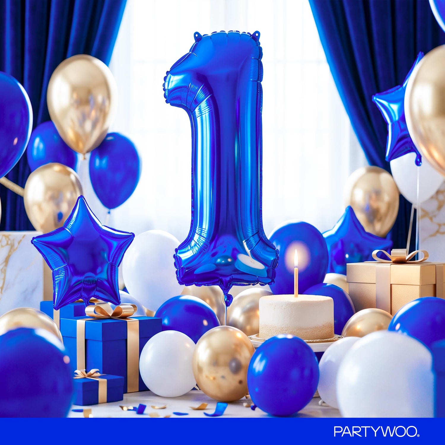 Dark Blue Number 1 Balloon Set 25pcs (40 inch)