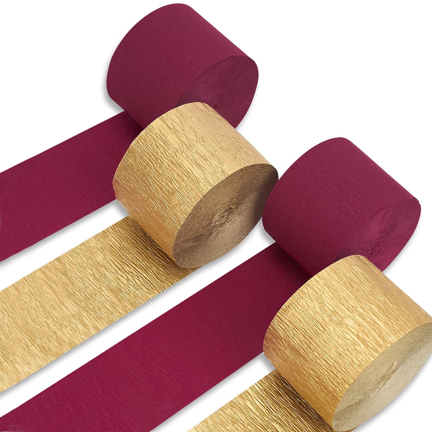 Burgundy & Gold Crepe Paper 4pcs