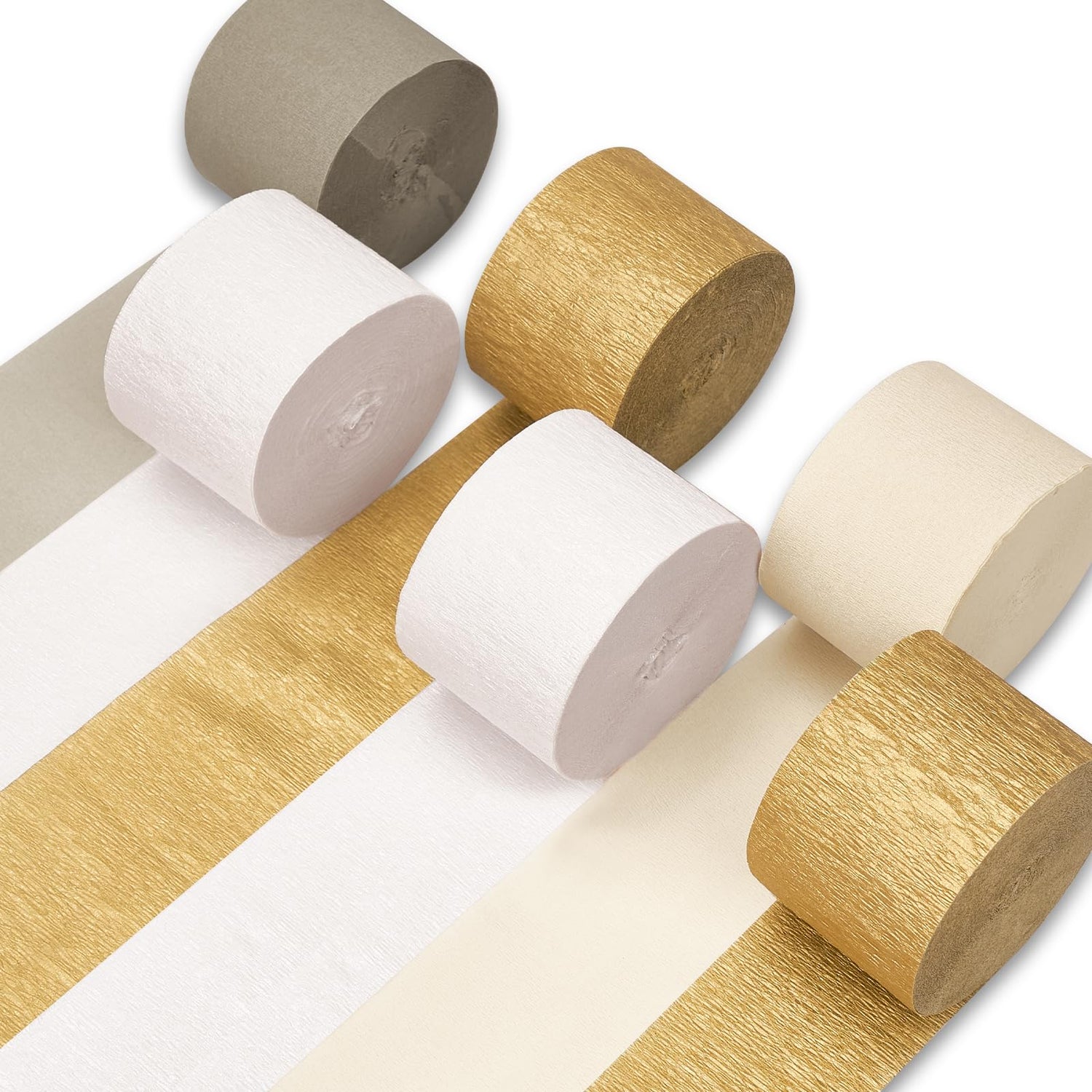 Gold & White Crepe Paper 6pcs