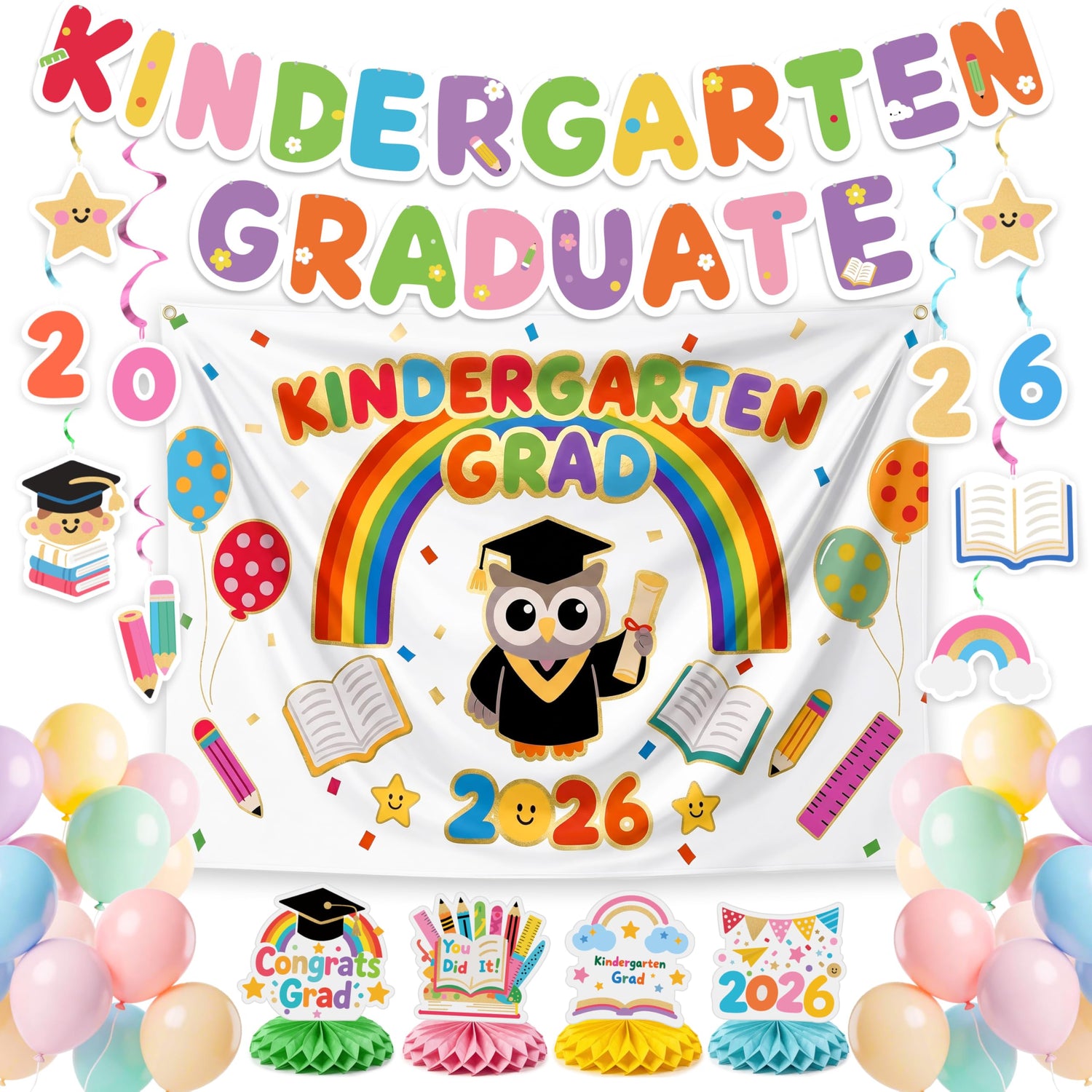 Kindergarten Rainbow Graduation Decorations 40pcs
