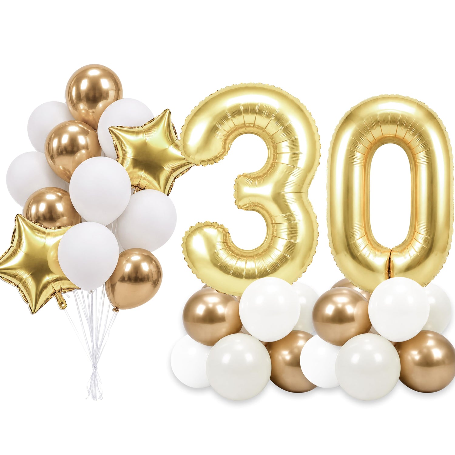 Light Gold Number 30 Balloon Set 33pcs (40 inch)