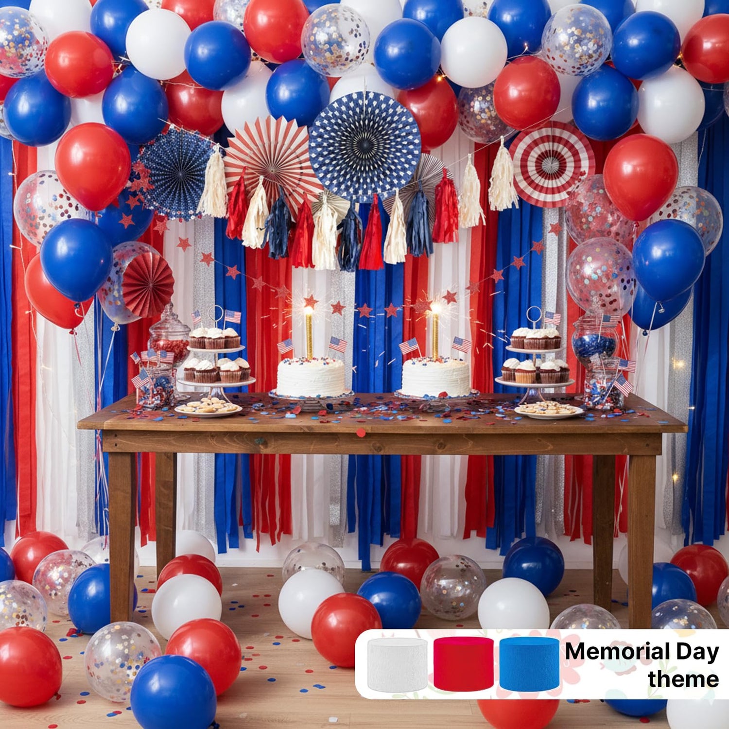 Red & Blue Crepe Paper 4pcs