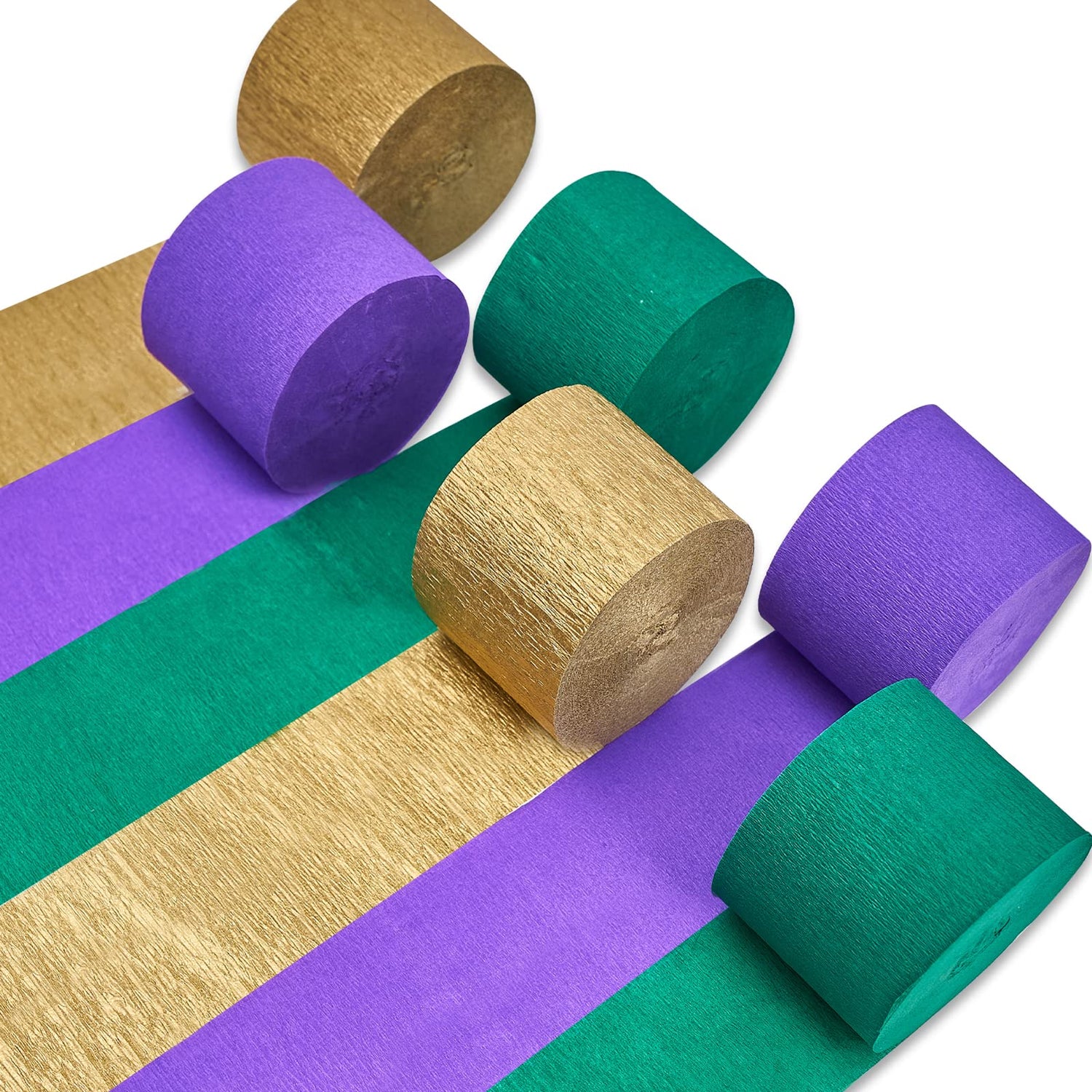 Purple & Gold & Green Crepe Paper 6pcs
