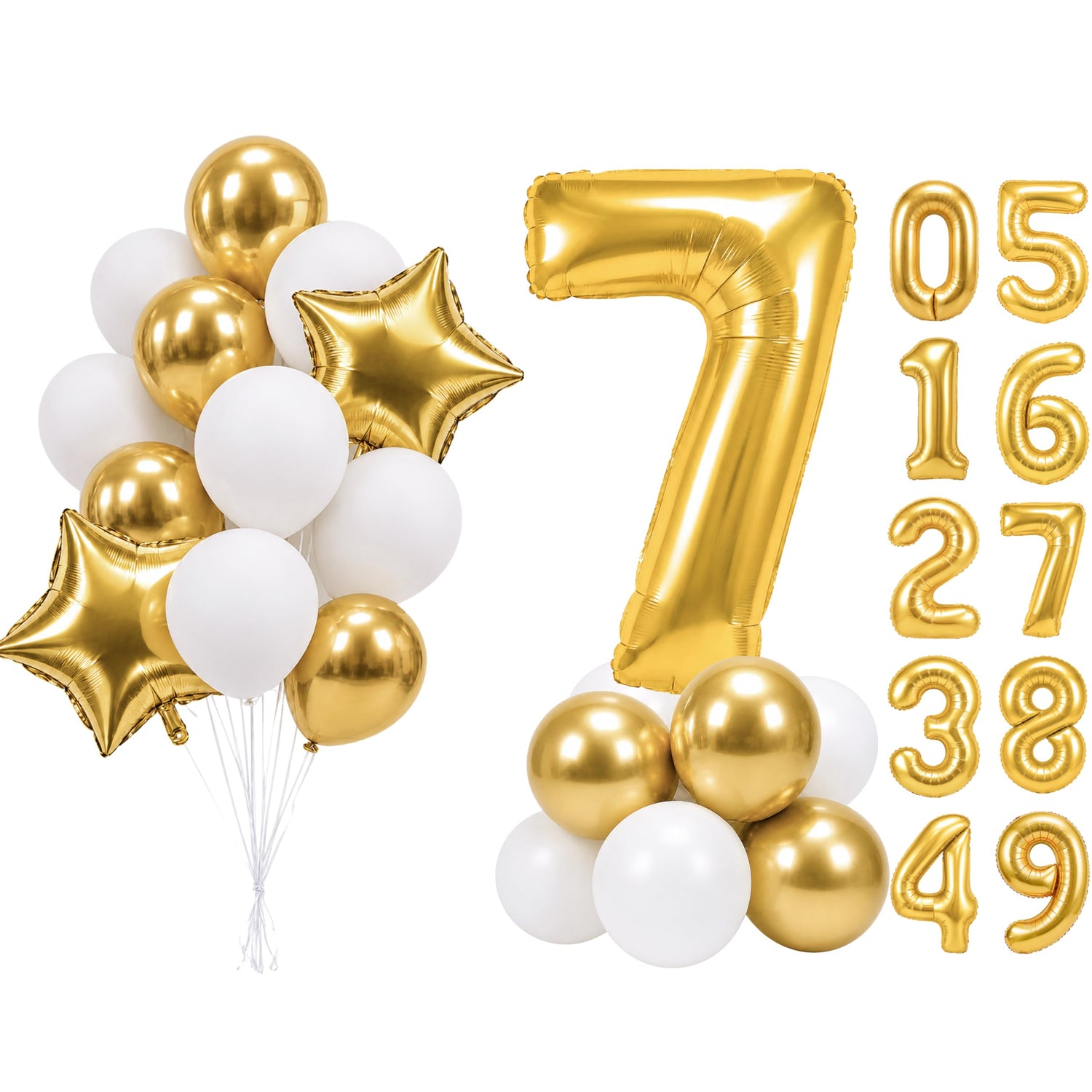 Gold-LG01 Number 7 Balloon Set 25pcs (40 inch)