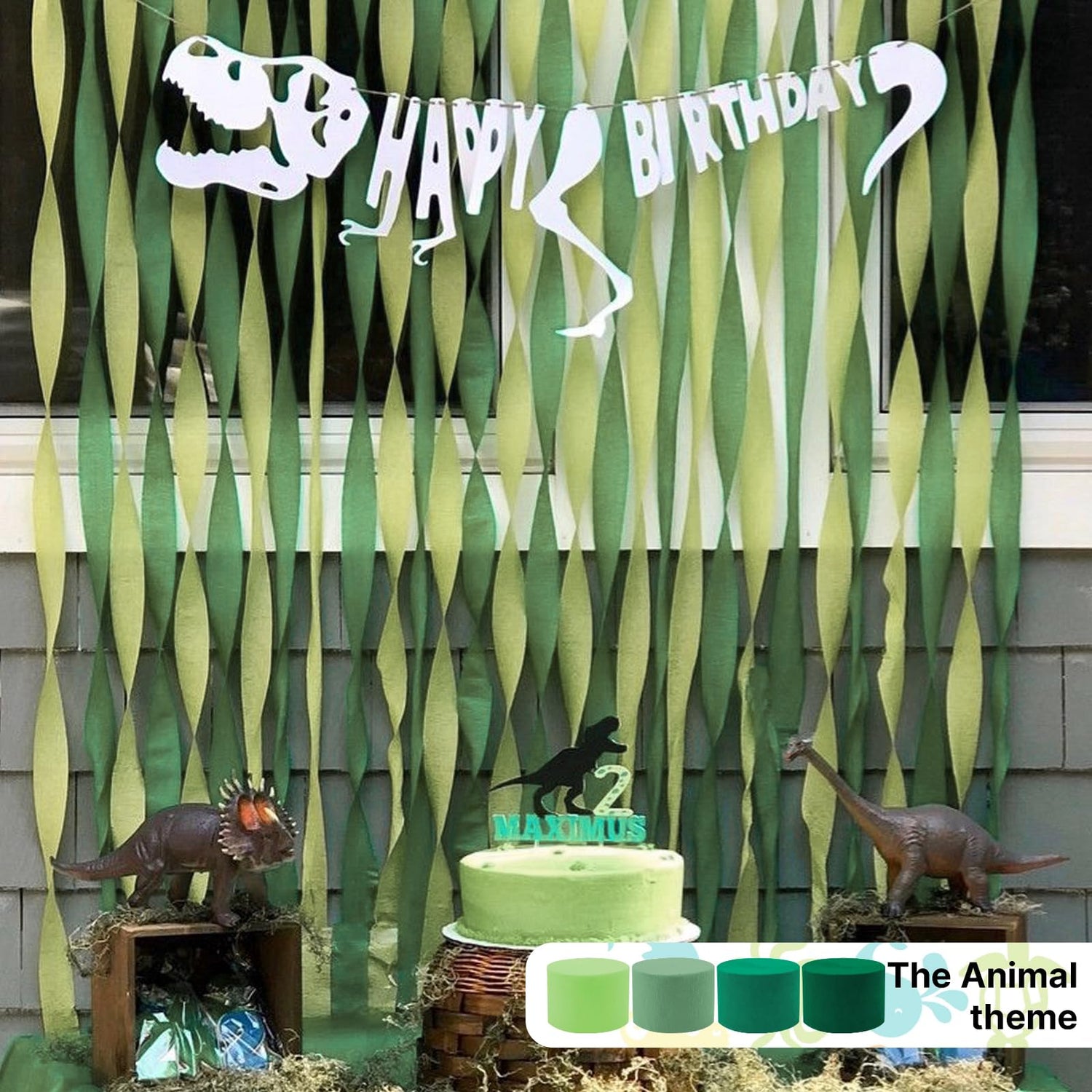 Vintage Green Crepe Paper 4pcs