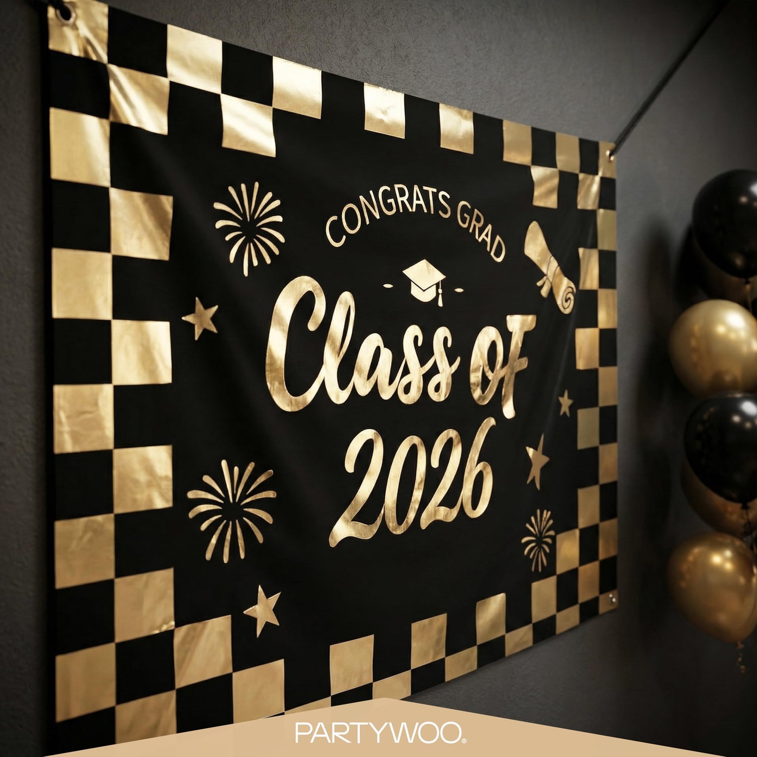 Black & Gold Graduation Decorations 40pcs