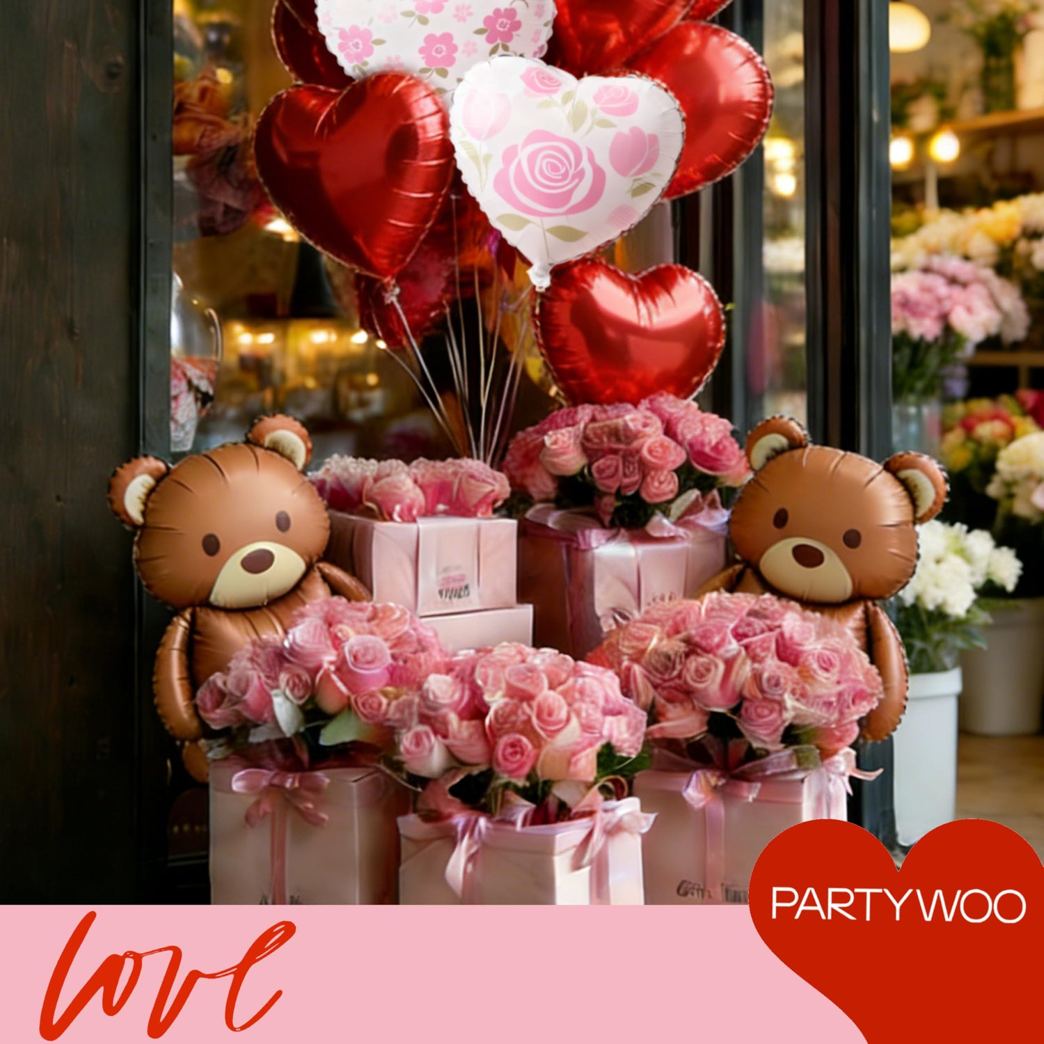 Red-LG04 Foil Heart Balloons 15pcs (18 inch)
