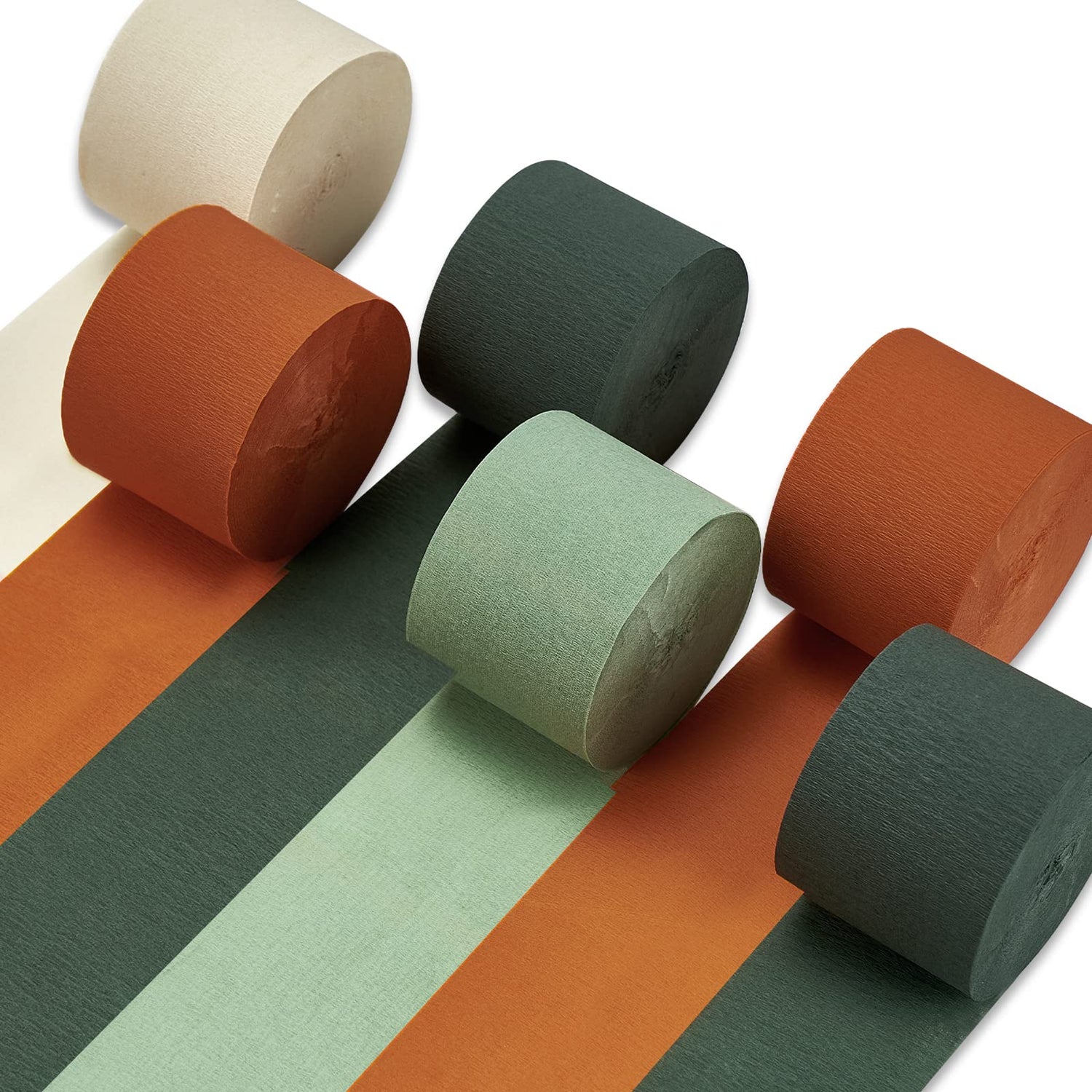 Vintage Green Ombre & Orange Crepe Paper 6pcs