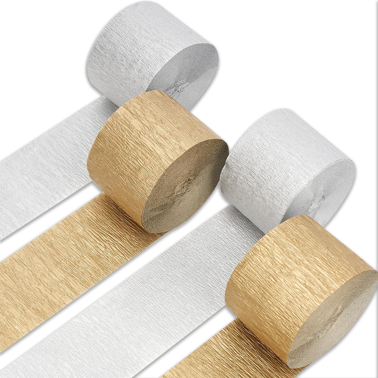 Gold & Silver Crepe Paper 4pcs