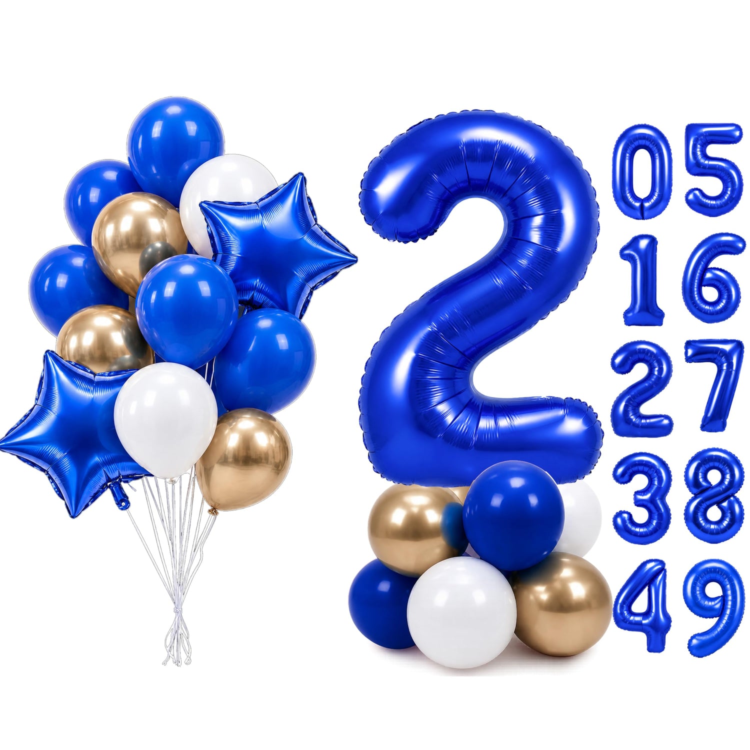Dark Blue Number 2 Balloon Set 25pcs (40 inch)