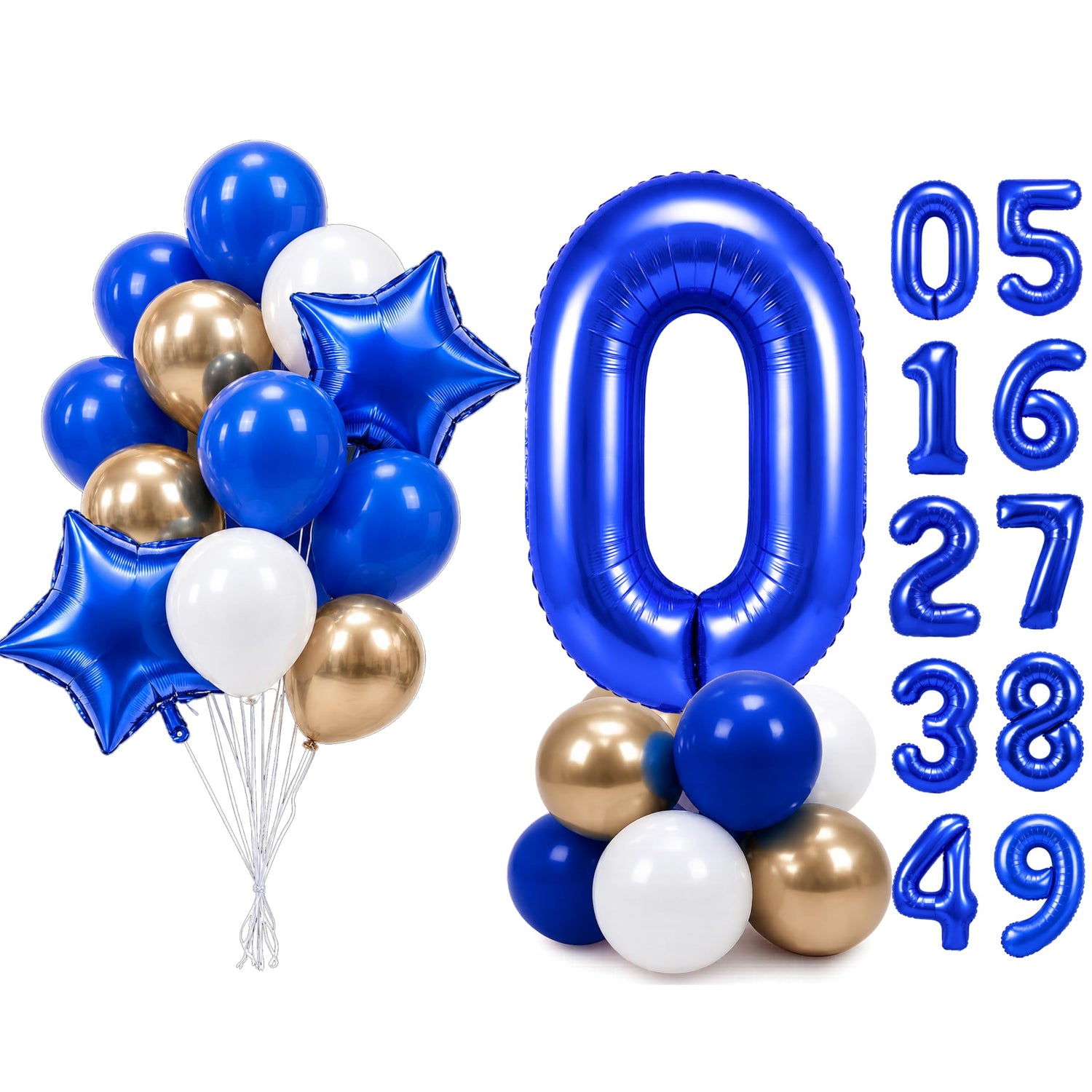 Dark Blue Number 0 Balloon Set 25pcs (40 inch)