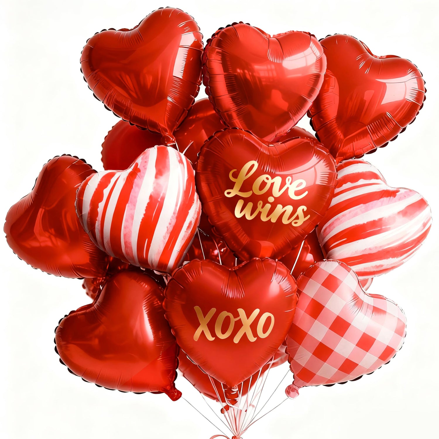 Red-LG04 Foil Heart Balloons 15pcs (18 inch)