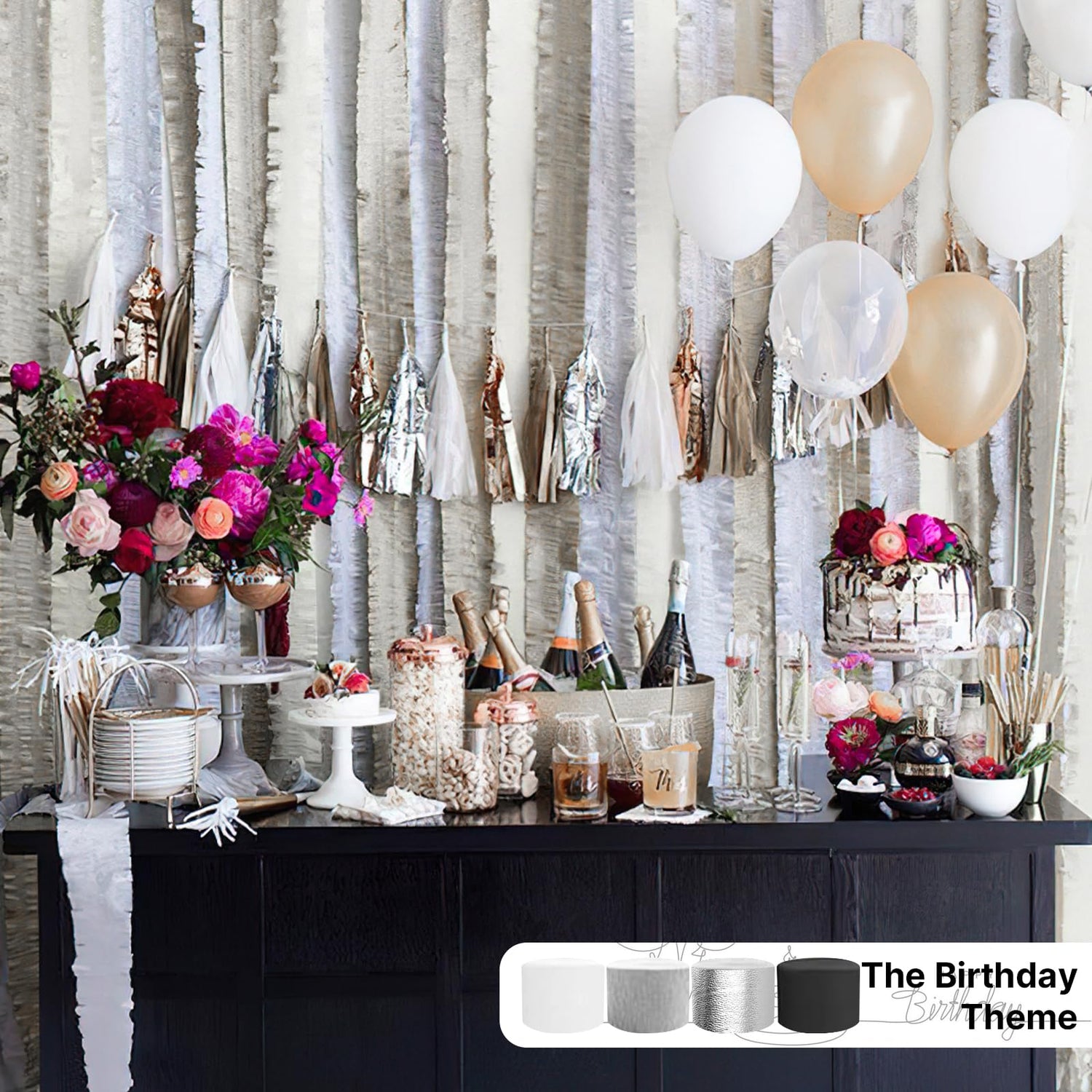 Silver-706 Crepe Paper 8pcs