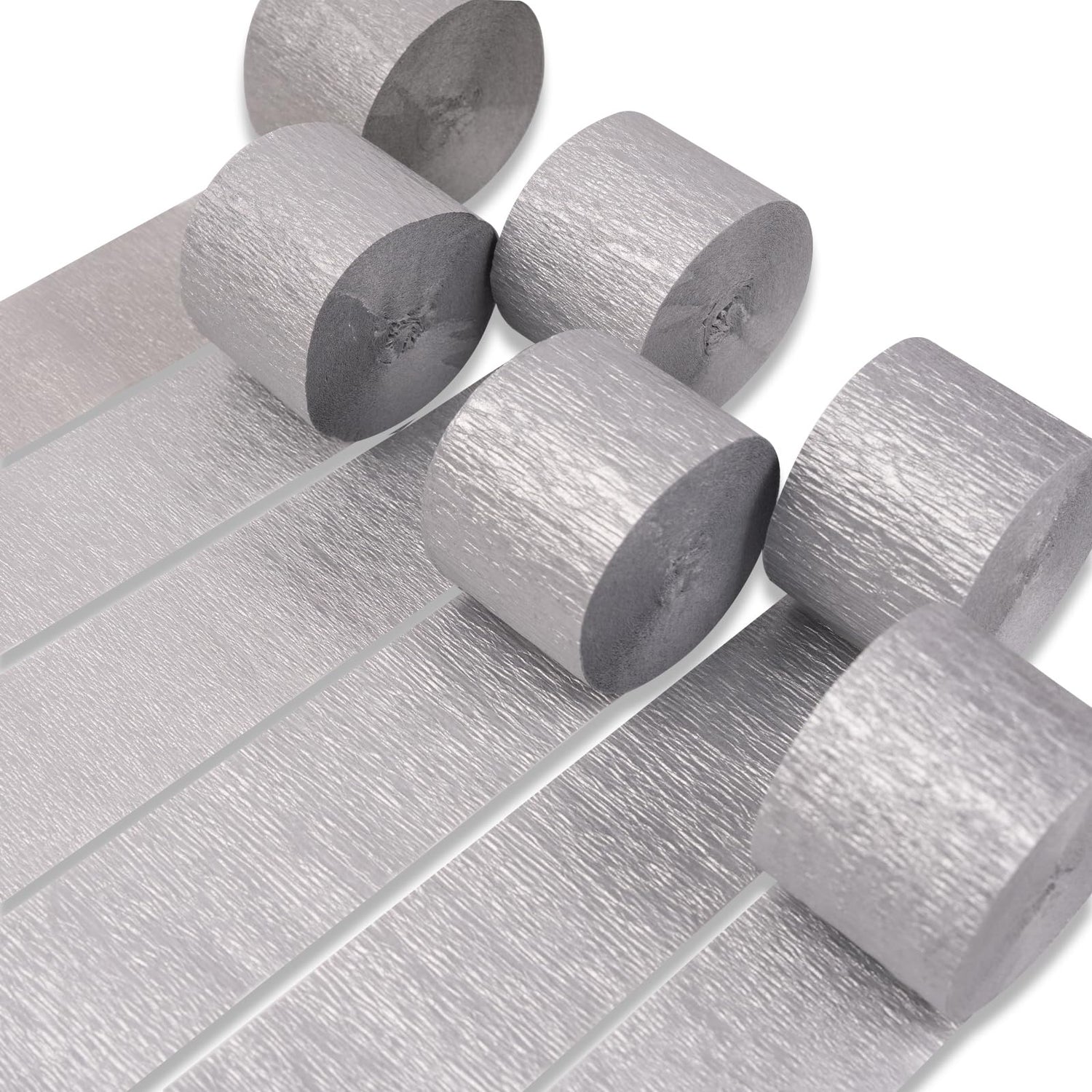 Silver Crepe Paper 6pcs