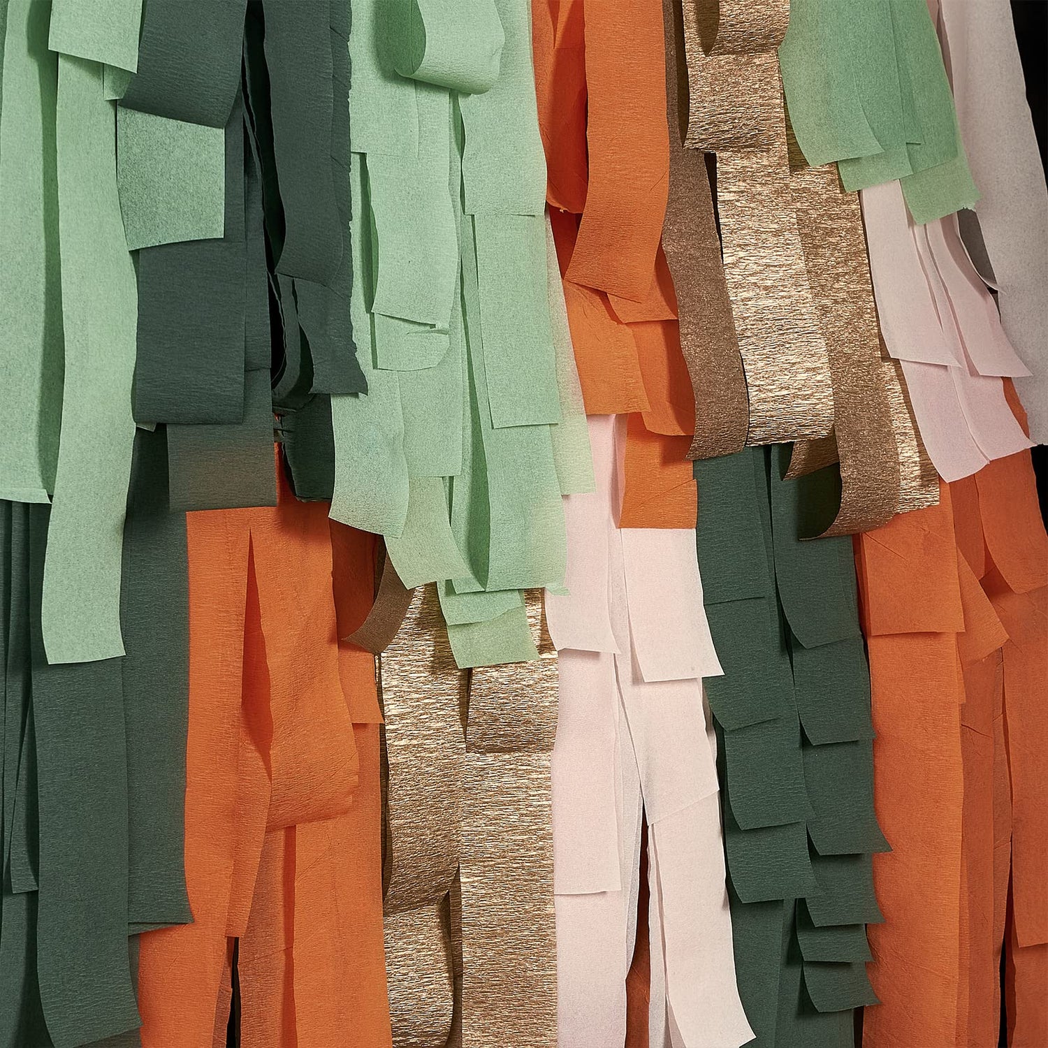 Vintage Green Ombre & Orange Crepe Paper 6pcs