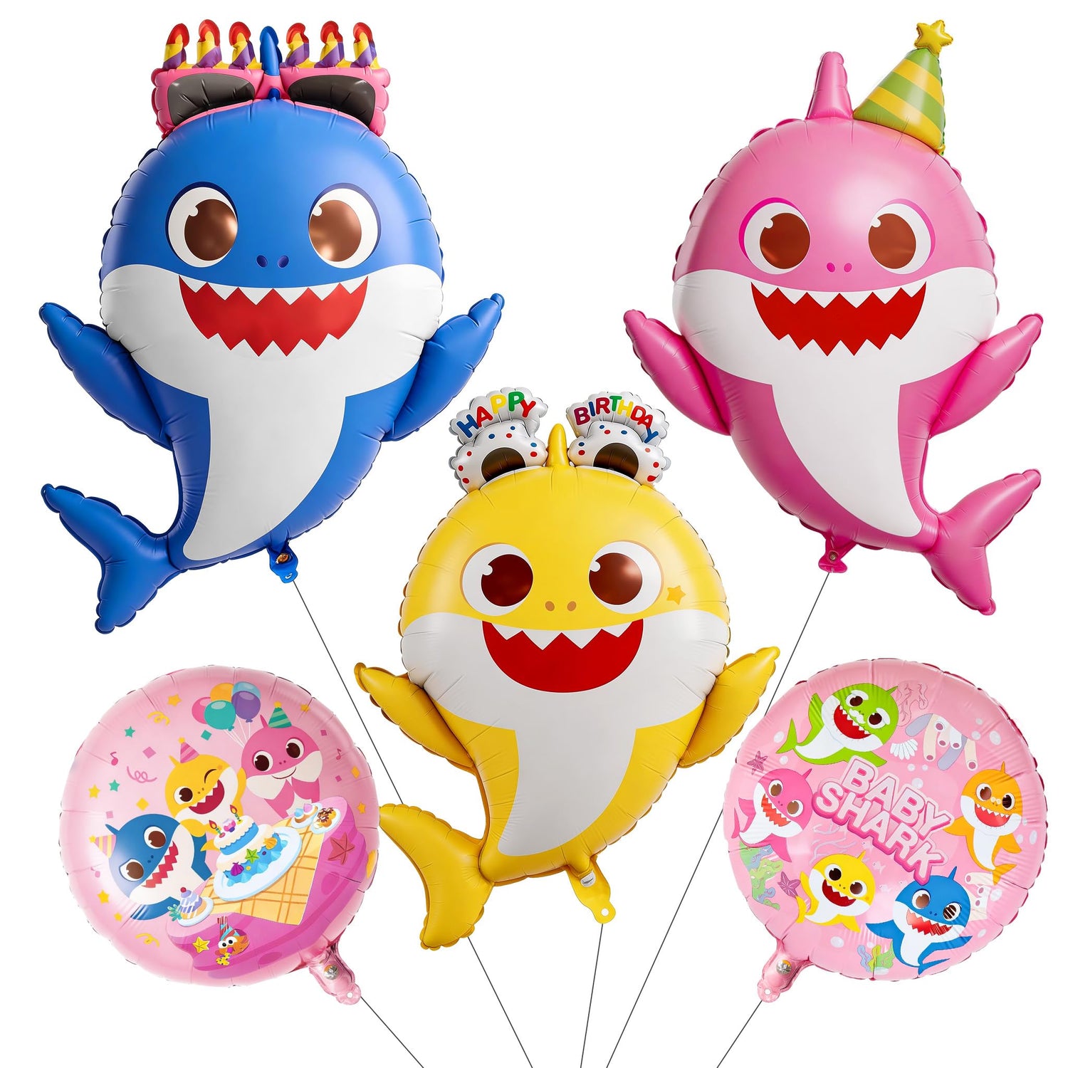 Pink Baby Shark Balloon Set 5pcs