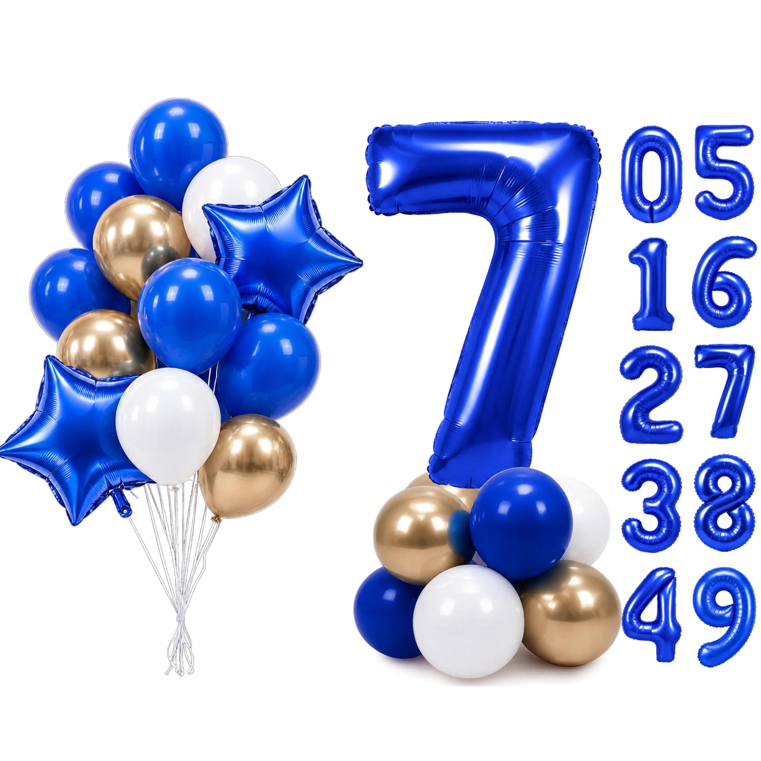 Dark Blue Number 7 Balloon Set 25pcs (40 inch)