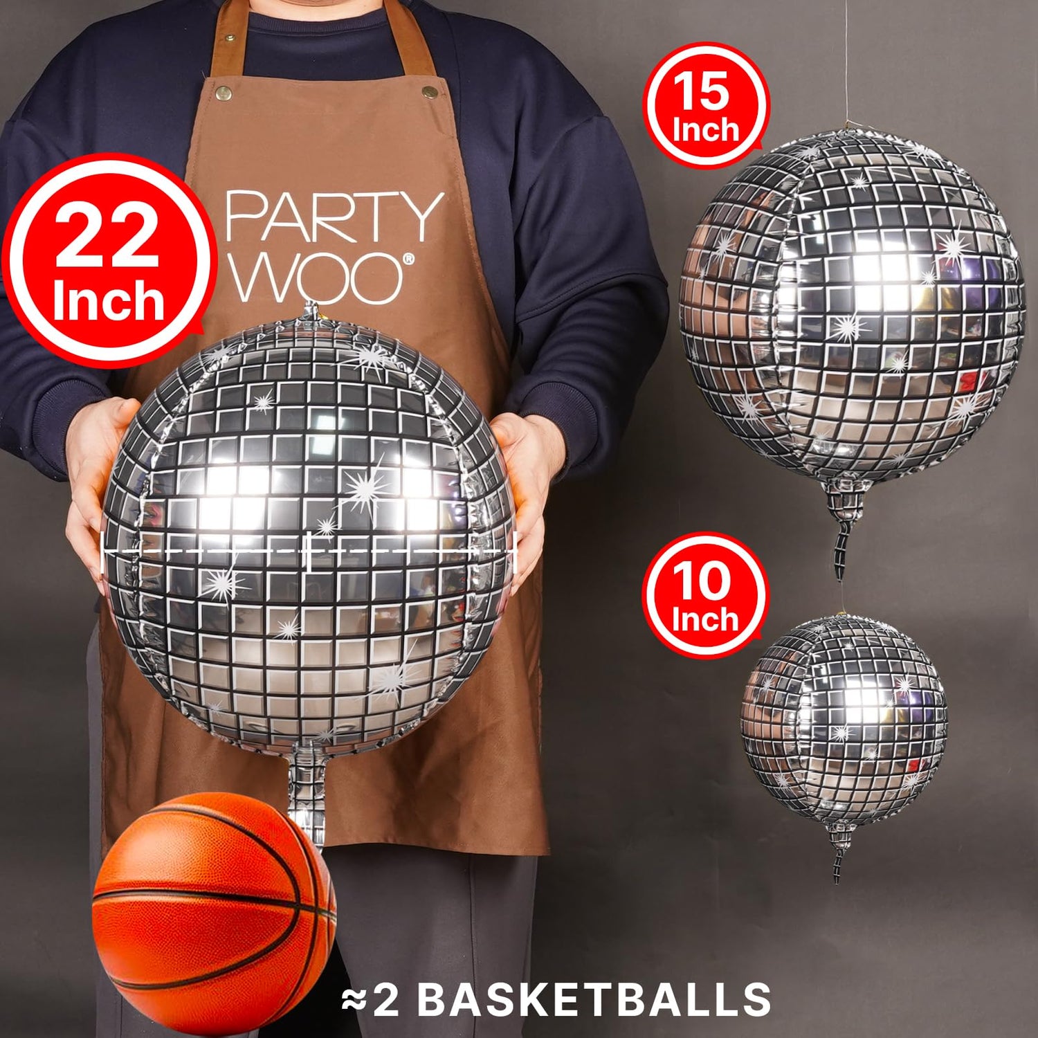 Disco Silver-DS01 Foil Balloons 20pcs (10/15/20 inch)