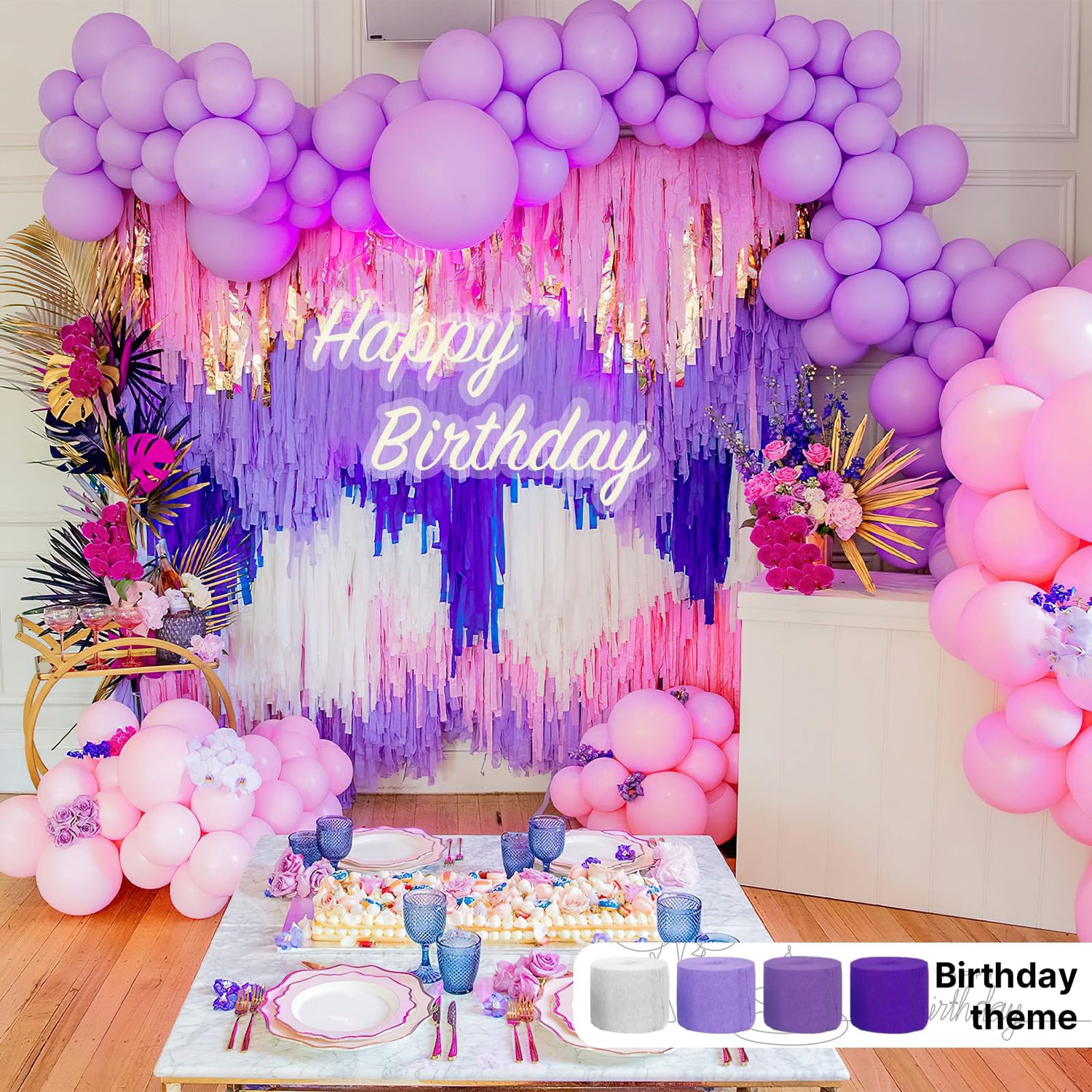 Pink & Purple Crepe Paper 4pcs