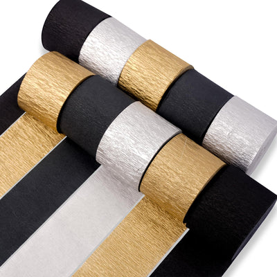 Gold & Silver & Black Crepe Paper 10pcs