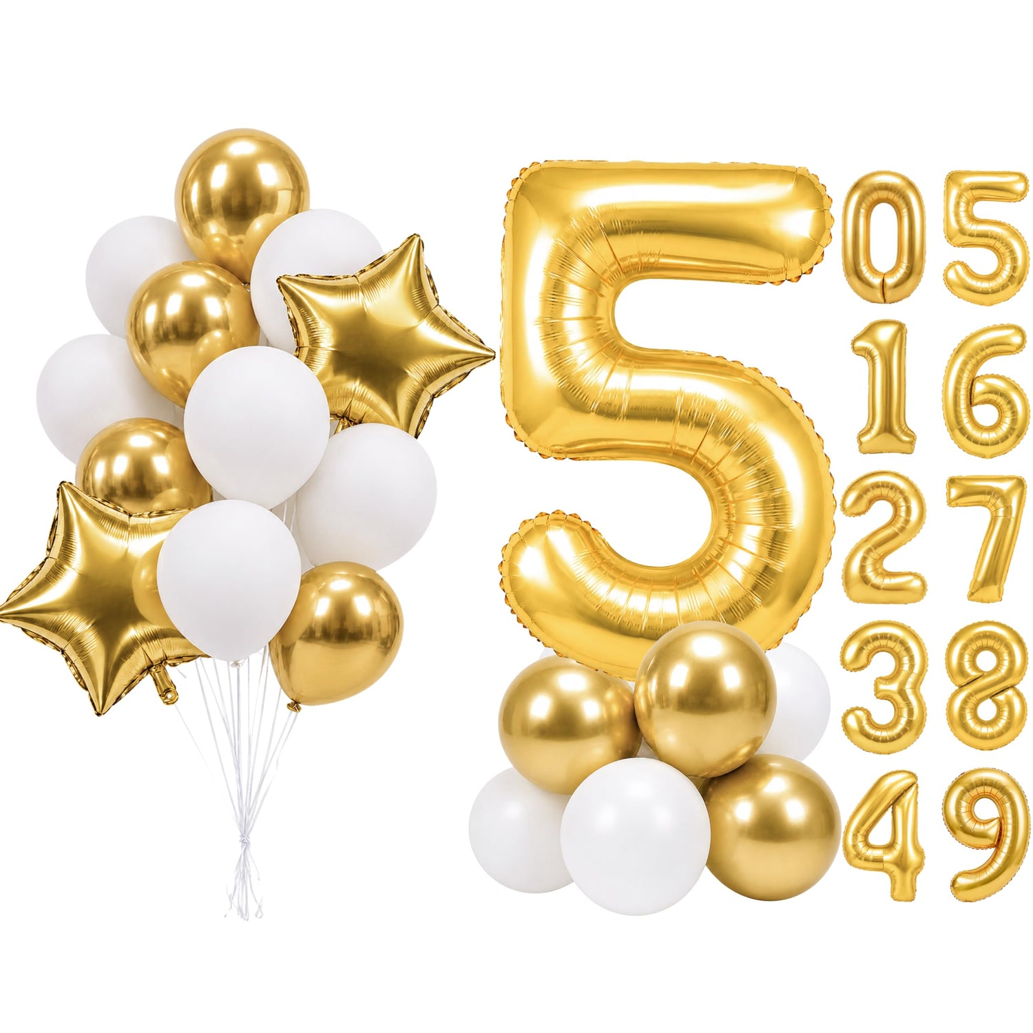 Gold-LG01 Number 5 Balloon Set 25pcs (40 inch)