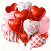 White & Pink & Red Foil Heart Balloons 15pcs (18 inch)