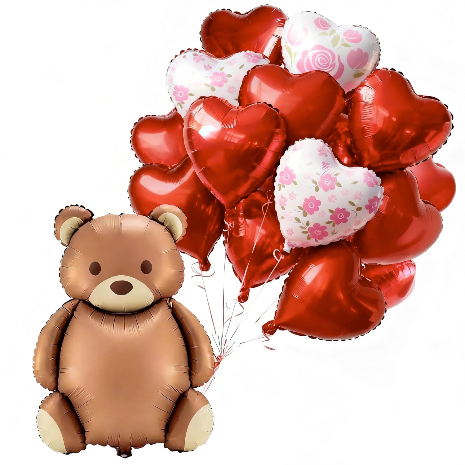 Red-LG04 Foil Heart Balloons 15pcs (18 inch)