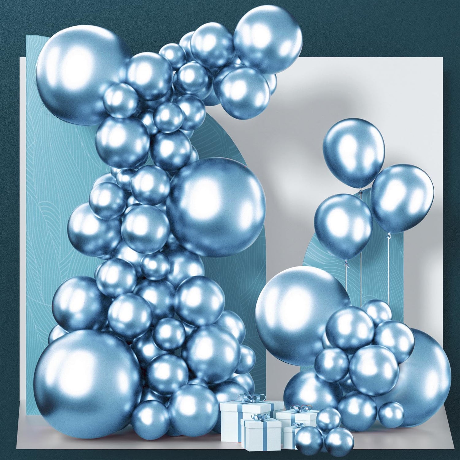 Blue-G119 Metallic Balloons Arch Kit Garland 130pcs (5/10/12/18 inch)