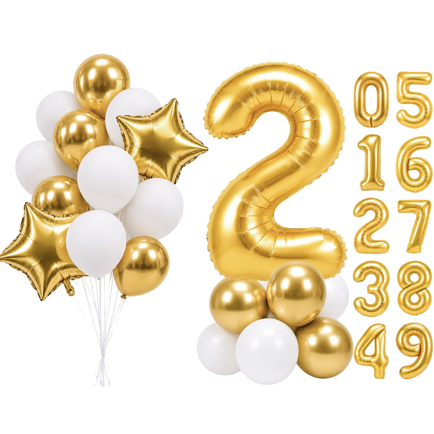 Gold-LG01 Number 2 Balloon Set 25pcs (40 inch)