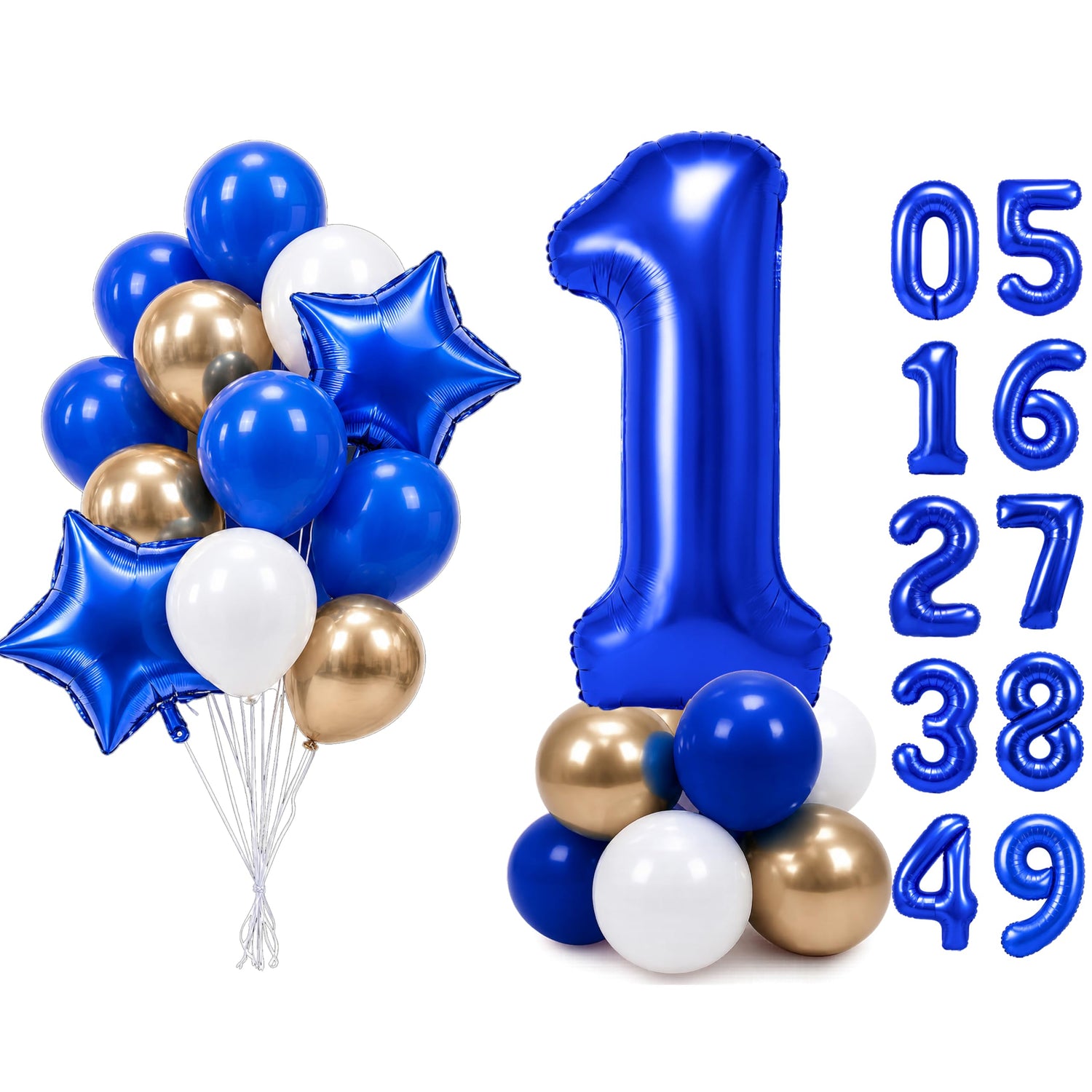 Dark Blue Number 1 Balloon Set 25pcs (40 inch)