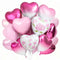 PartyWoo Valentine's Balloons 15pcs 18 Inch Pink Hot Pink and White Foil Heart Balloons for Romantic Valentine's Day Galentine's Wedding Anniversary Engagement Bridal Shower Proposal Decorations