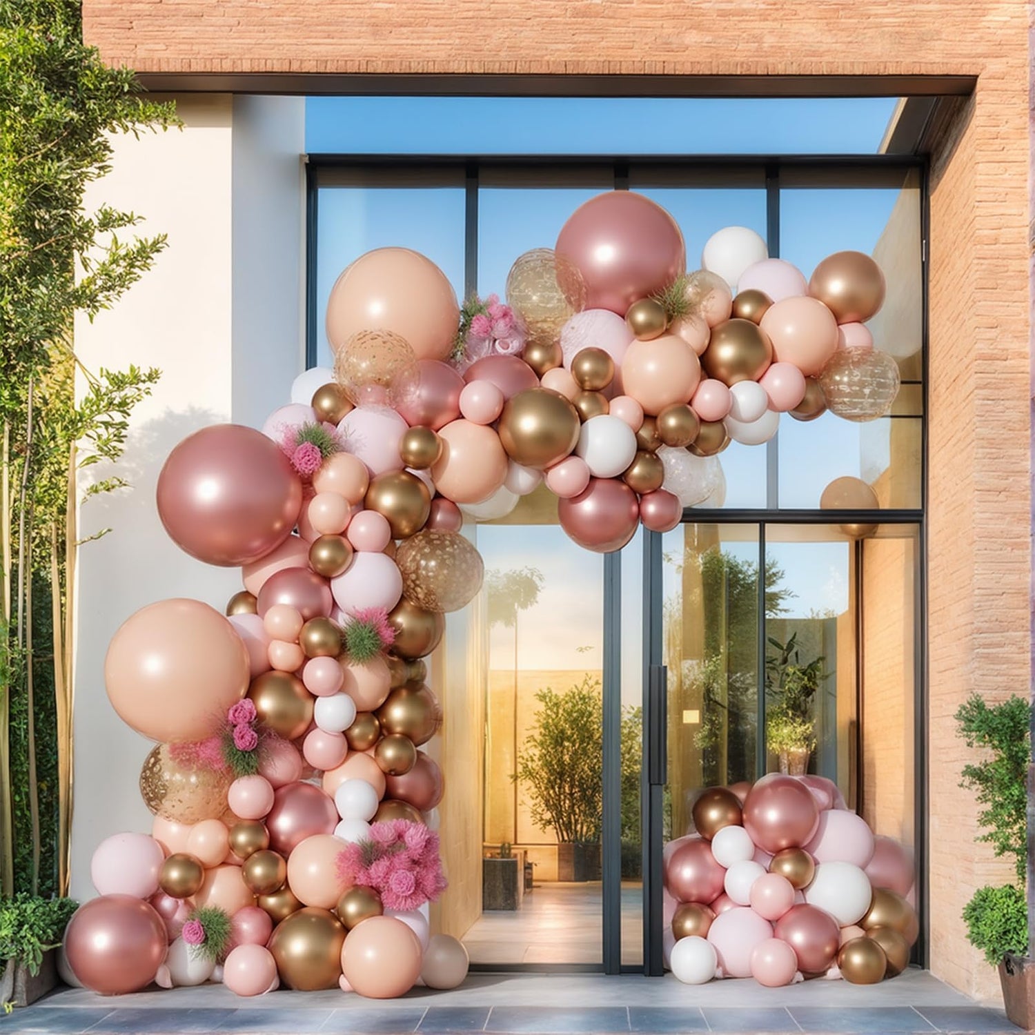 Pink & White & Gold Balloons Arch Kit Garland 140pcs (5/10/12/18 inch)