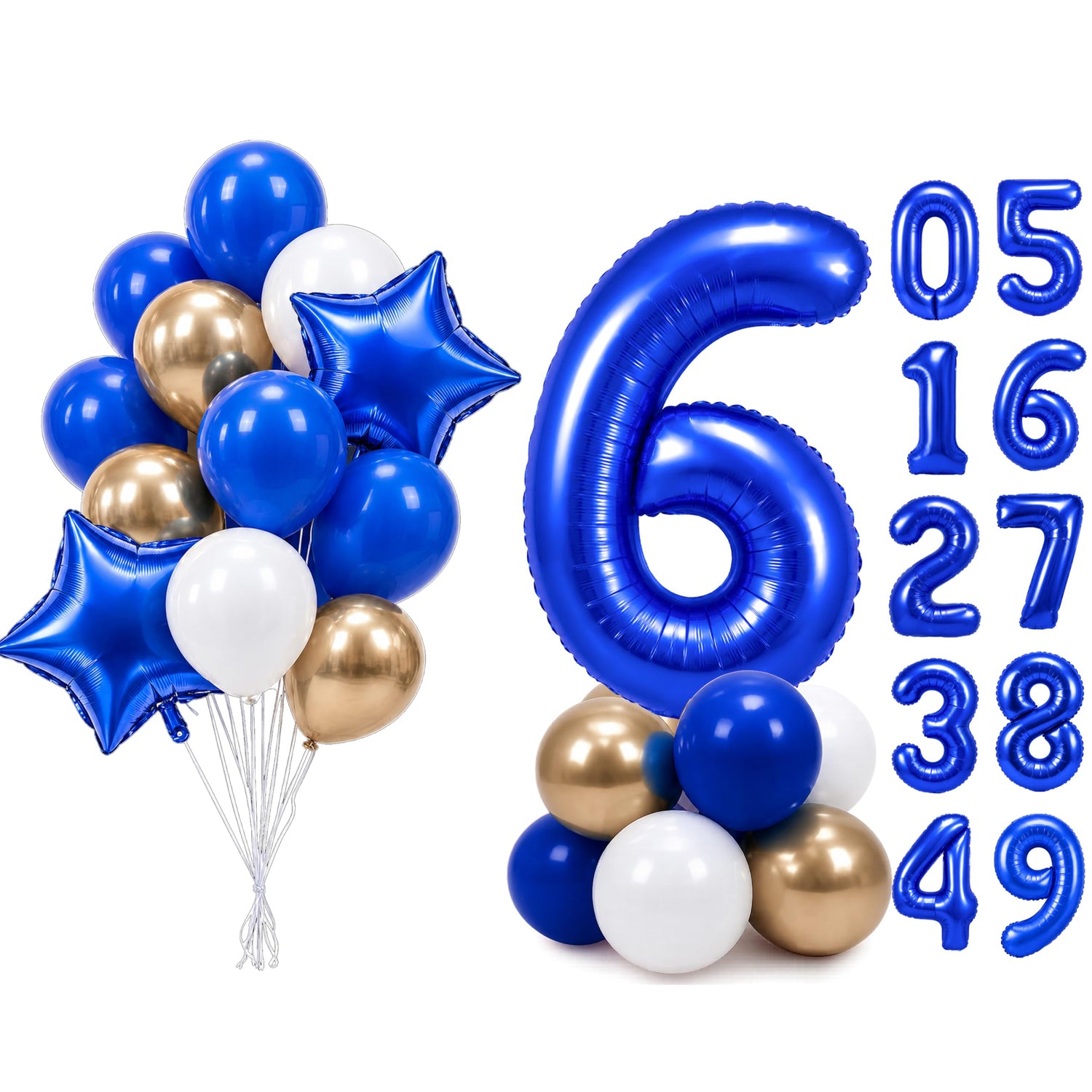 Dark Blue Number 6 Balloon Set 25pcs (40 inch)