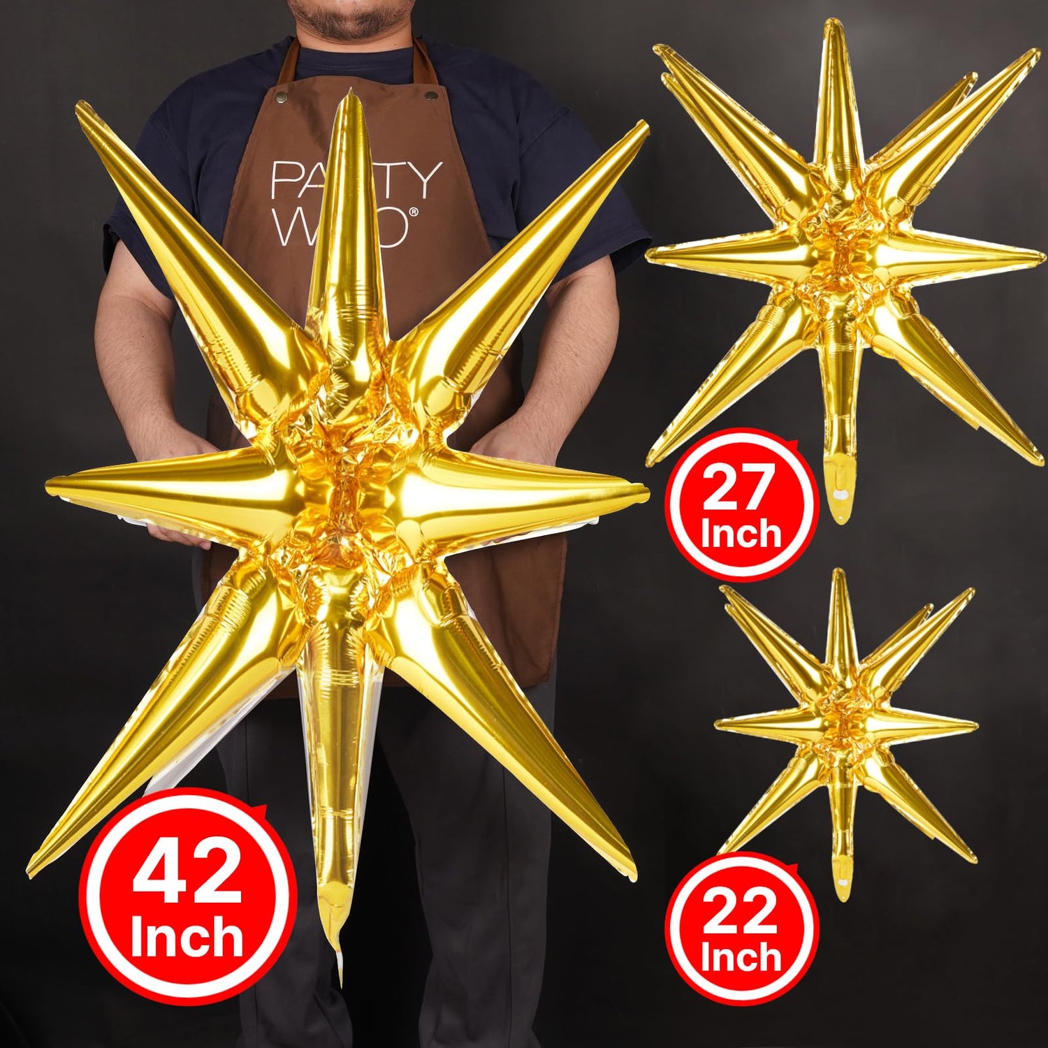 Gold-LG01 Foil Balloons 10pcs (22/27/42 inch)