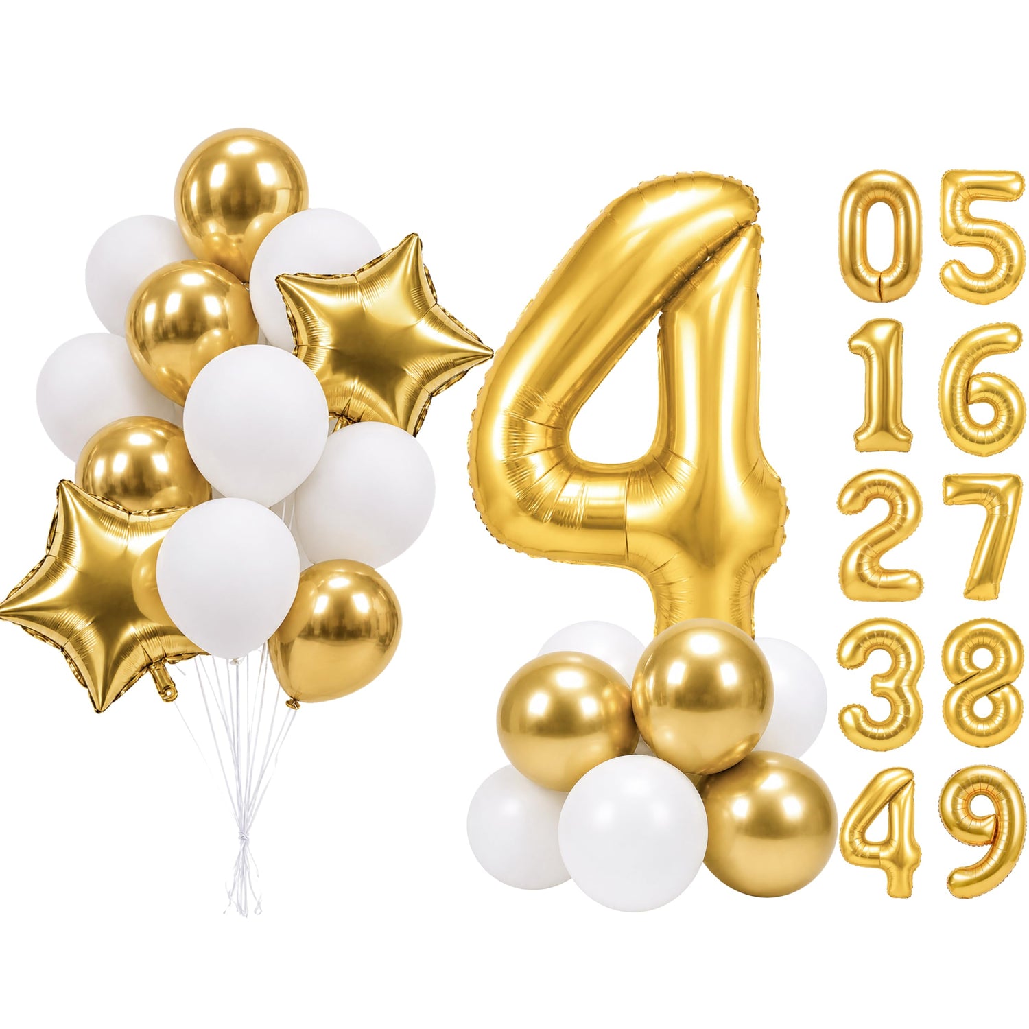 Gold-LG01 Number 4 Balloon Set 25pcs (40 inch)