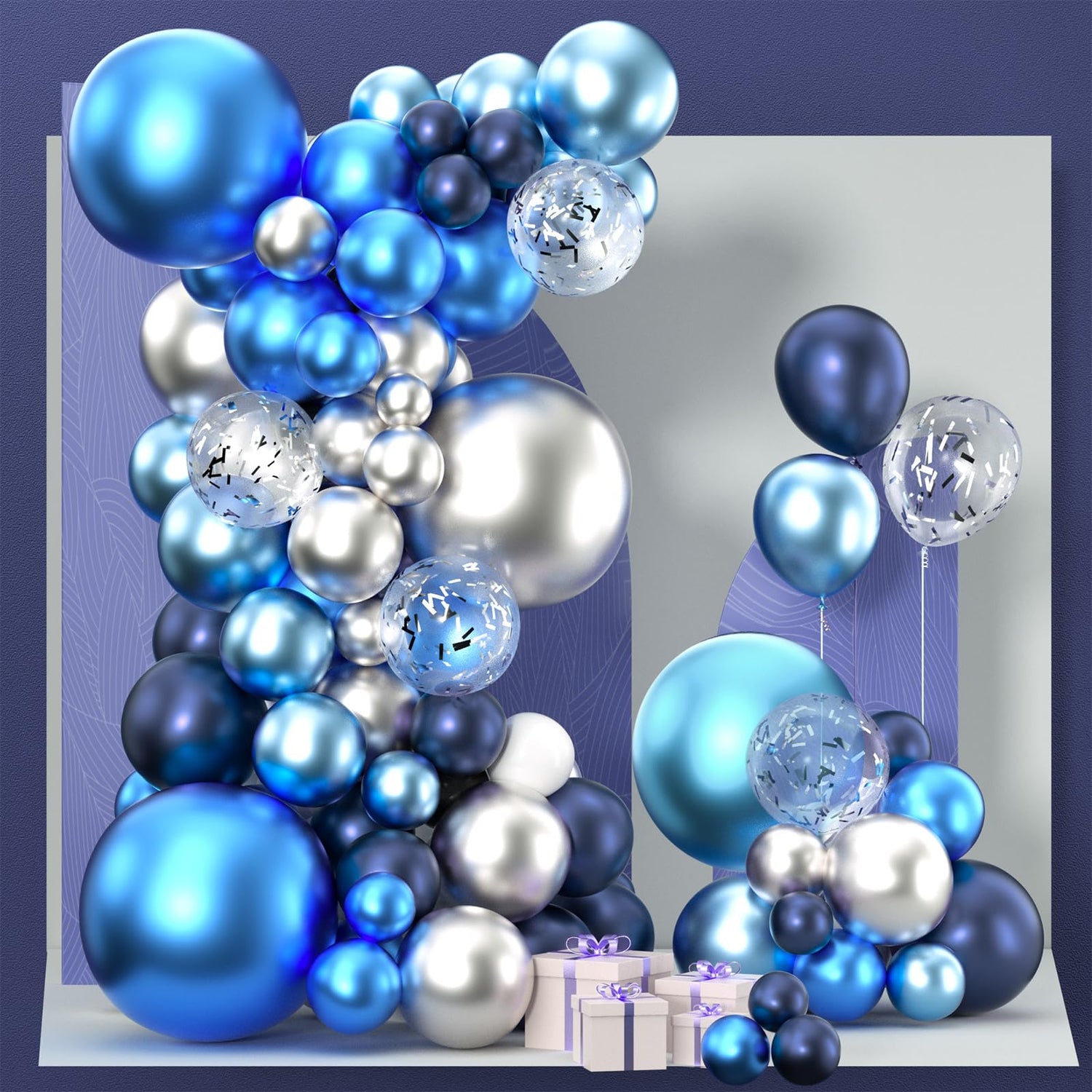 Blue Ombre Balloons Arch Kit Garland 130pcs (5/10/12/18 inch)