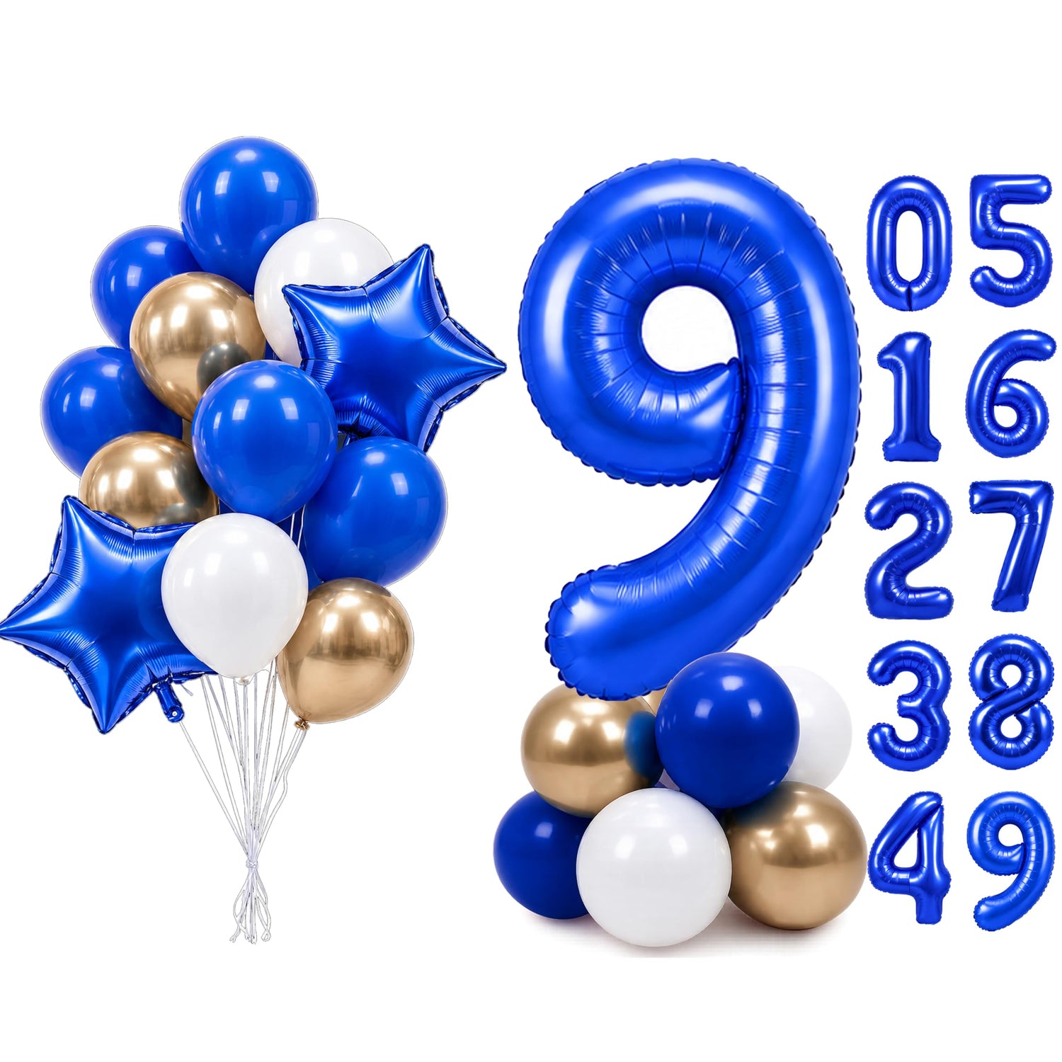 Dark Blue Number 9 Balloon Set 25pcs (40 inch)