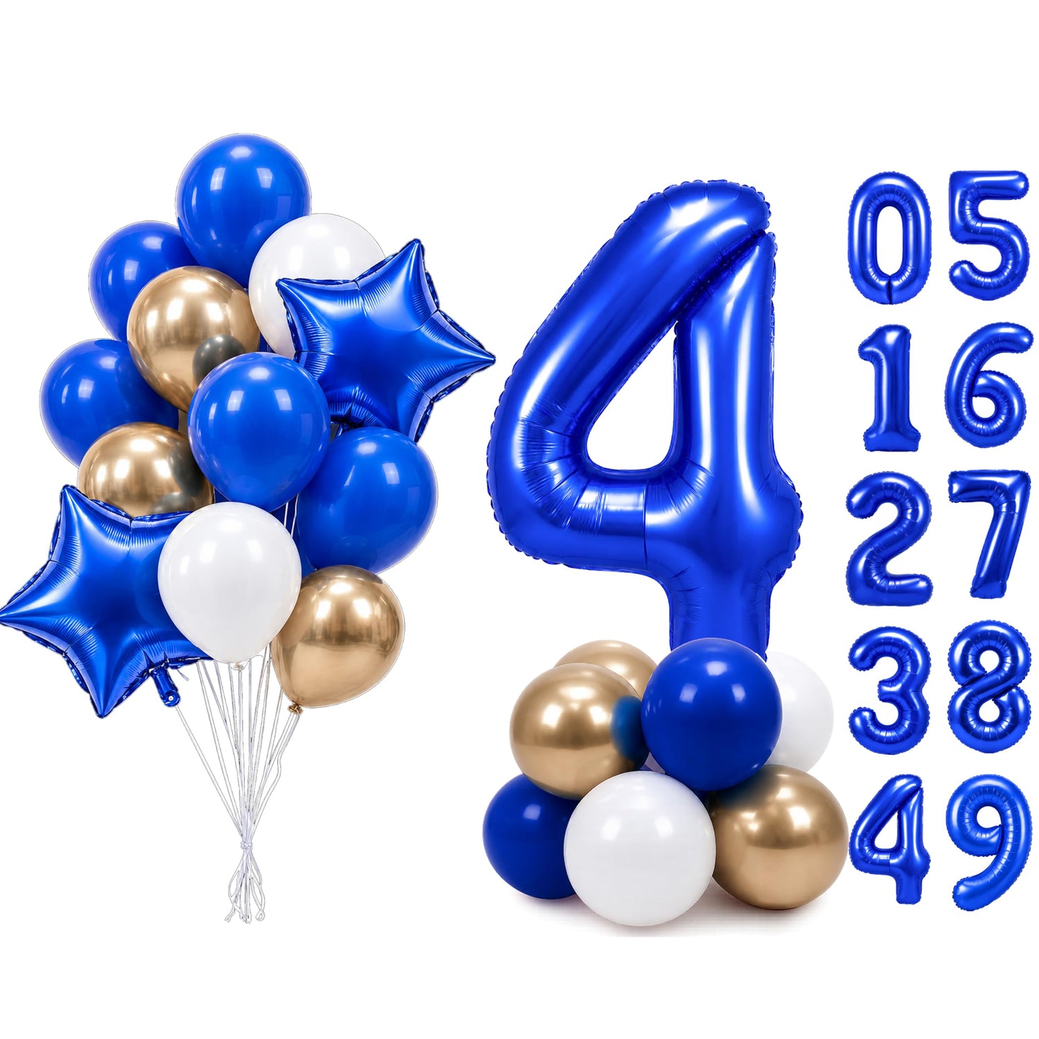 Dark Blue Number 4 Balloon Set 25pcs (40 inch)