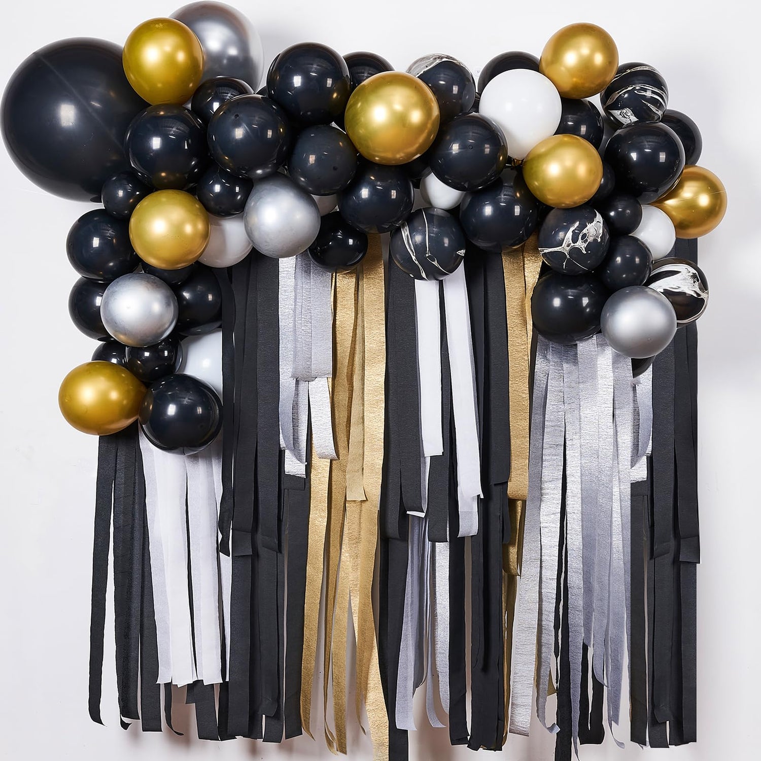 Gold & Silver & Black Crepe Paper 10pcs