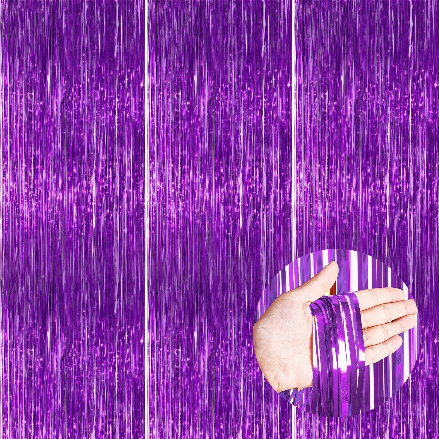PartyWoo Purple Streamers Foil Fringe Curtain 3pcs 8.2ft Metallic Tinsel Lavender Backdrop for Birthday Graduation Bachelorette Mardi Gras Door Supplies Photo Booth Wedding Party Decorations