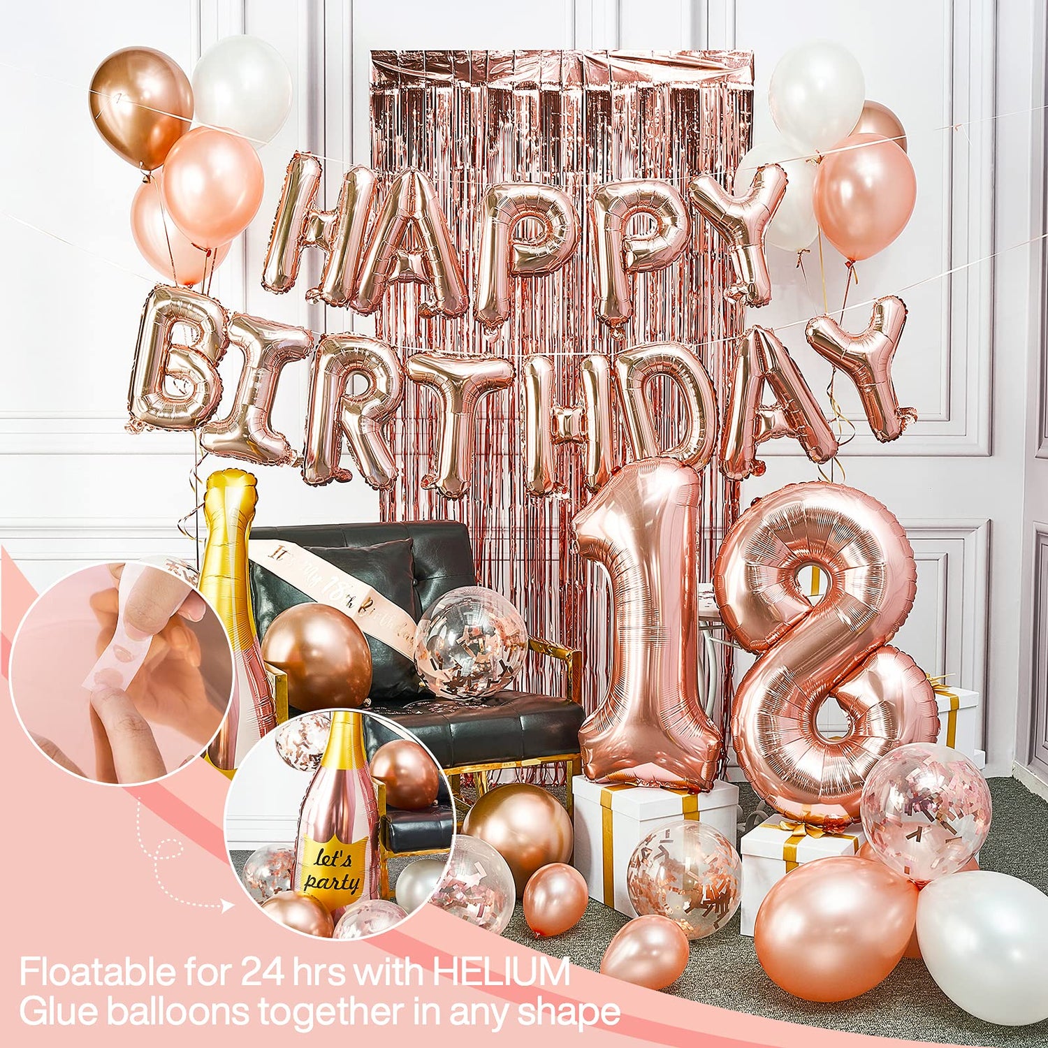 Rose Gold Balloons 29pcs (6.6 ft)
